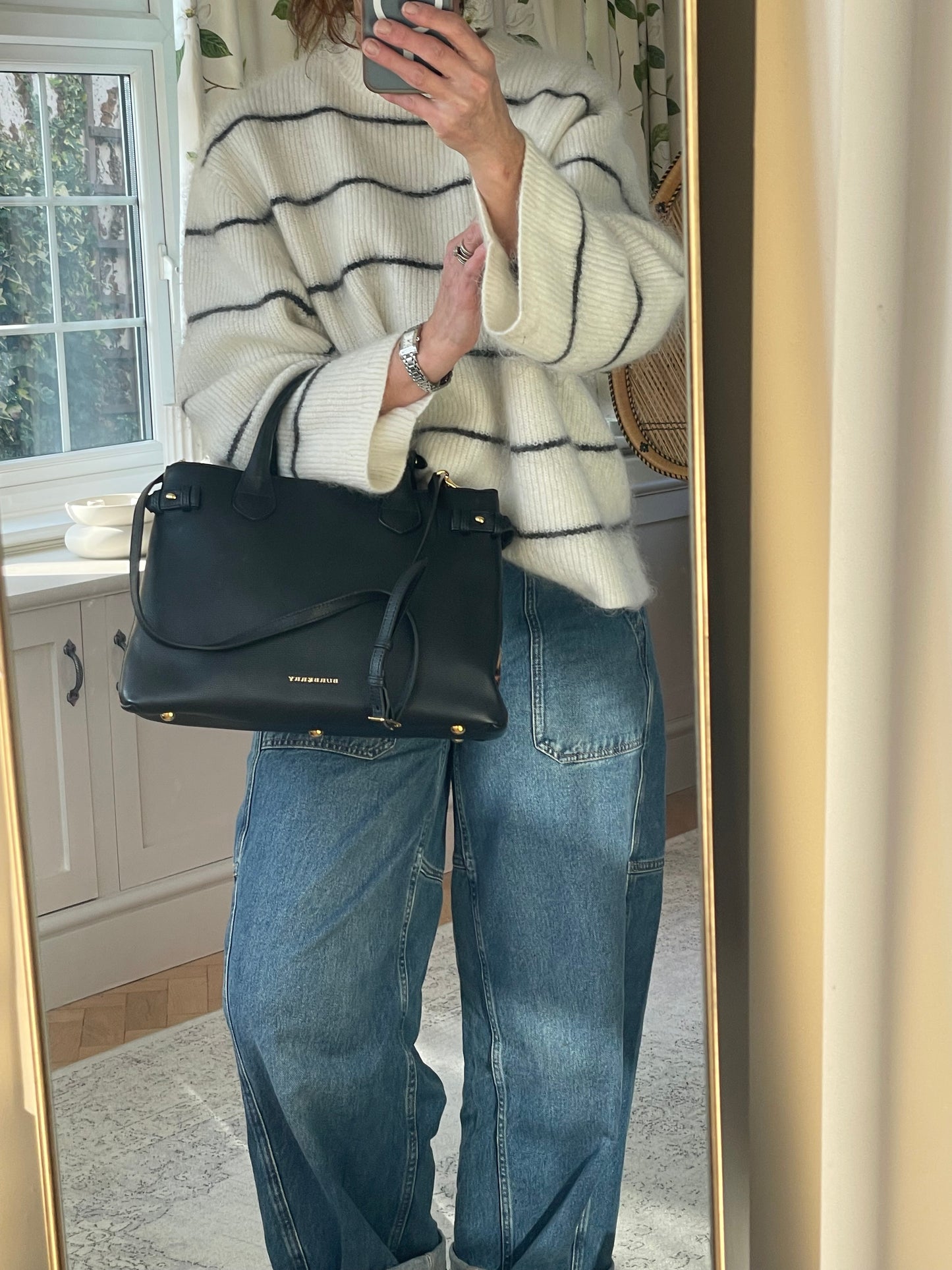 Preloved Burberry Banner Two Way Tote Bag, Medium