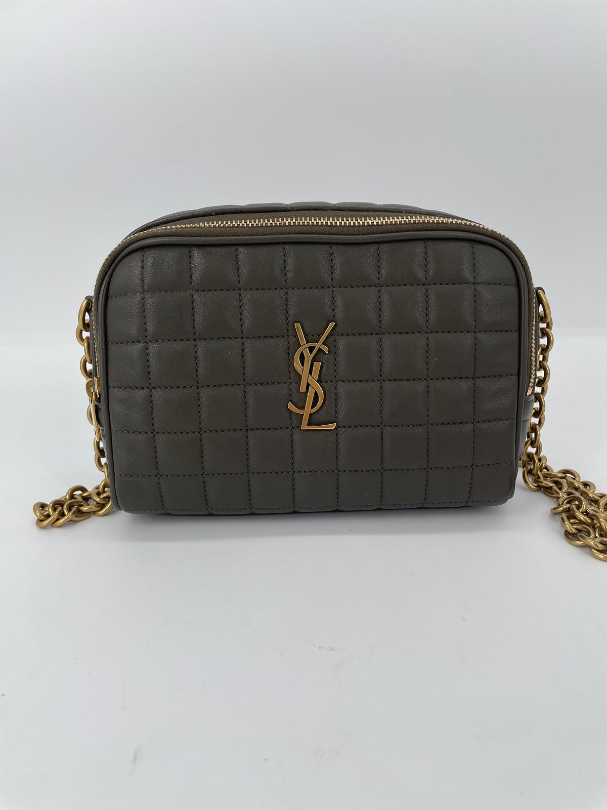 Preloved Saint Laurent Carre Quilted Cassandre Camera Bag, Mini