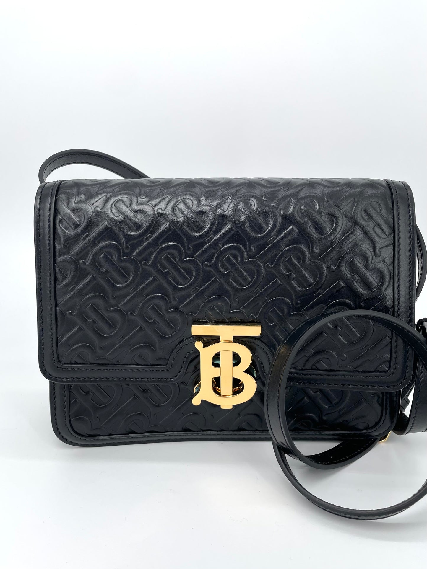 Preloved Burberry Monogram TB Shoulder Bag, Small