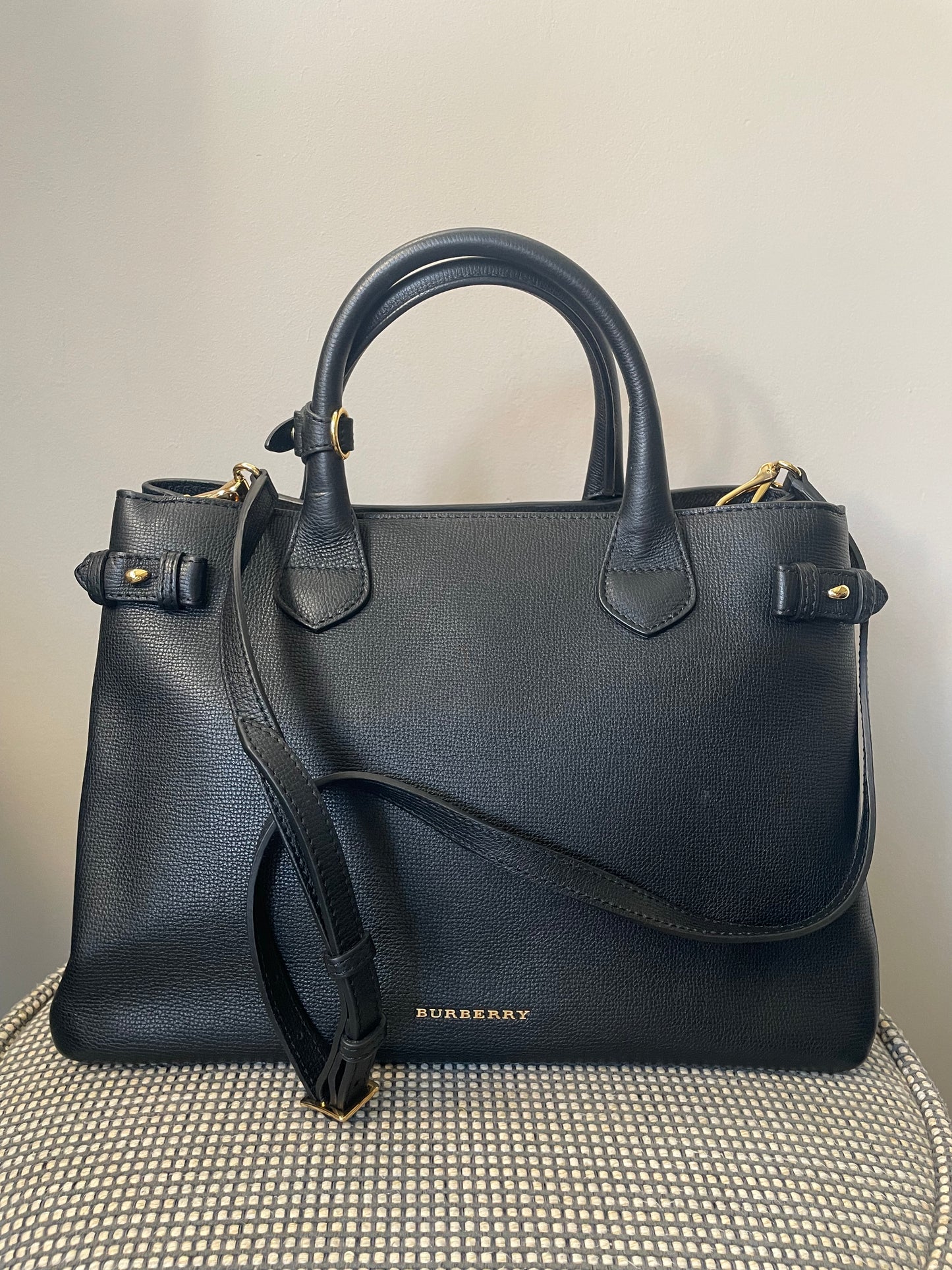 Preloved Burberry Banner Two Way Tote Bag, Medium