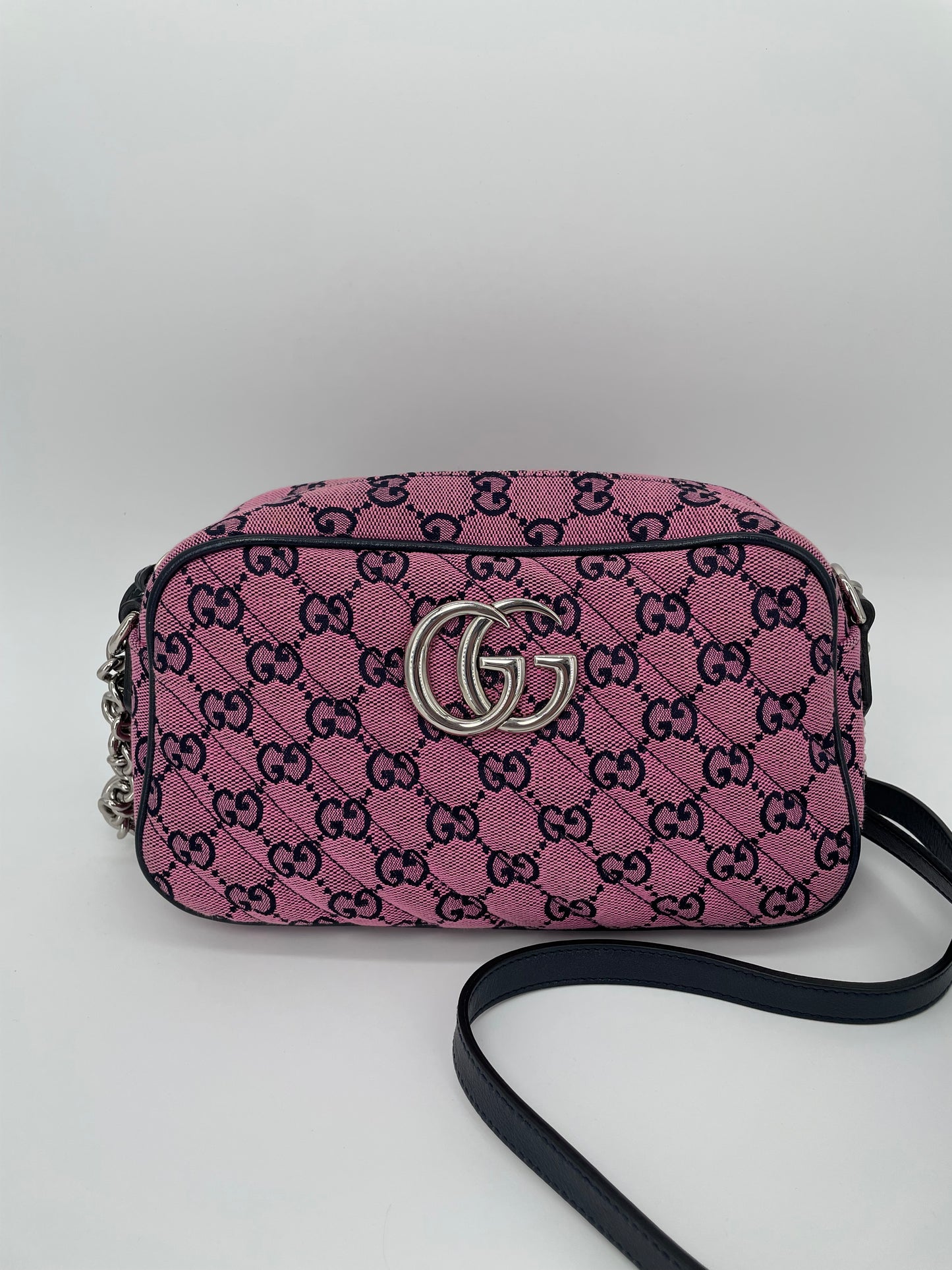 Preloved Gucci Diagonal Quilted Canvas Marmont Camera Bag, Small