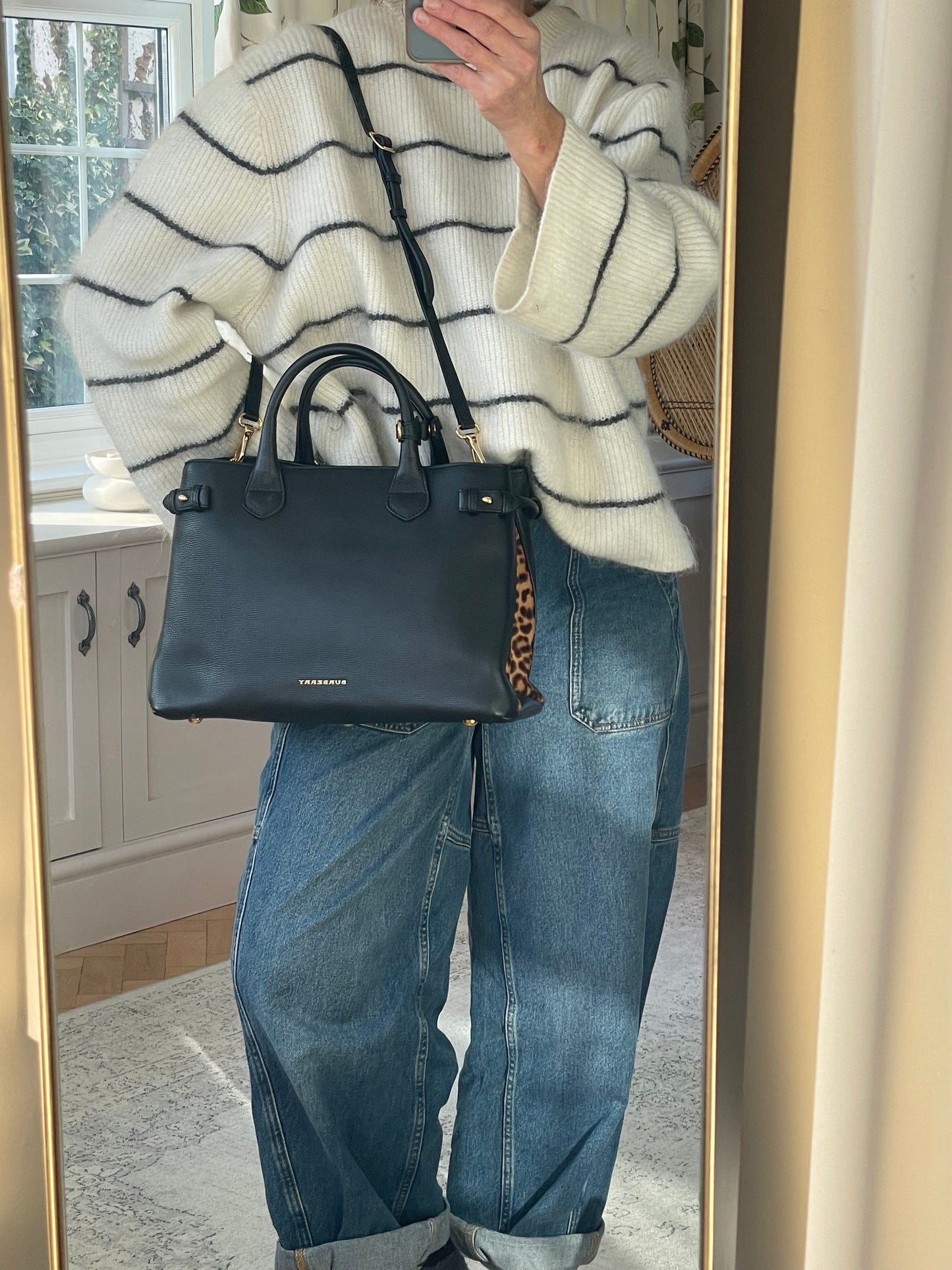 Preloved Burberry Banner Two Way Tote Bag, Medium