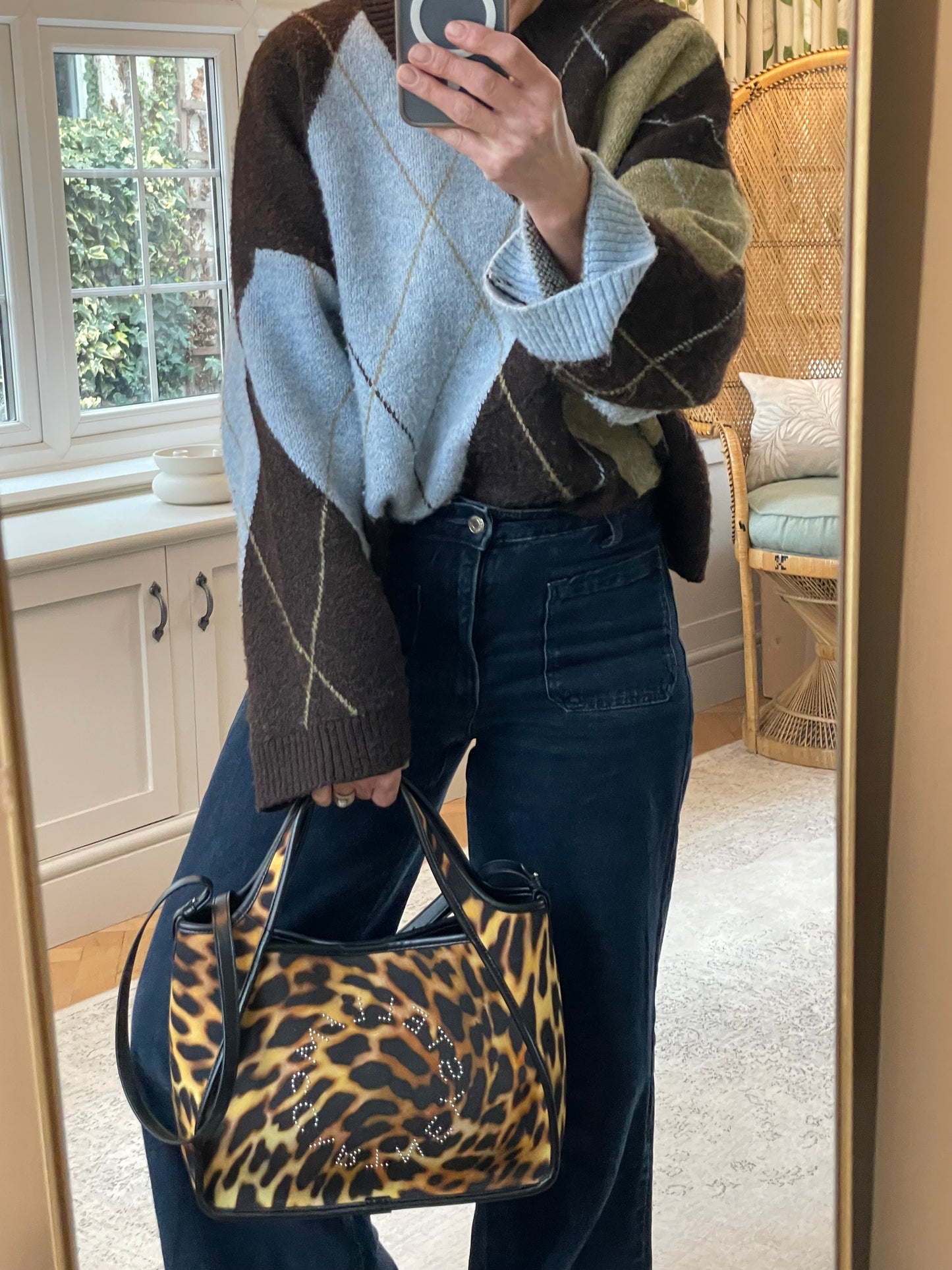 Preloved Stella McCartney Leopard Print Studded Tote Bag