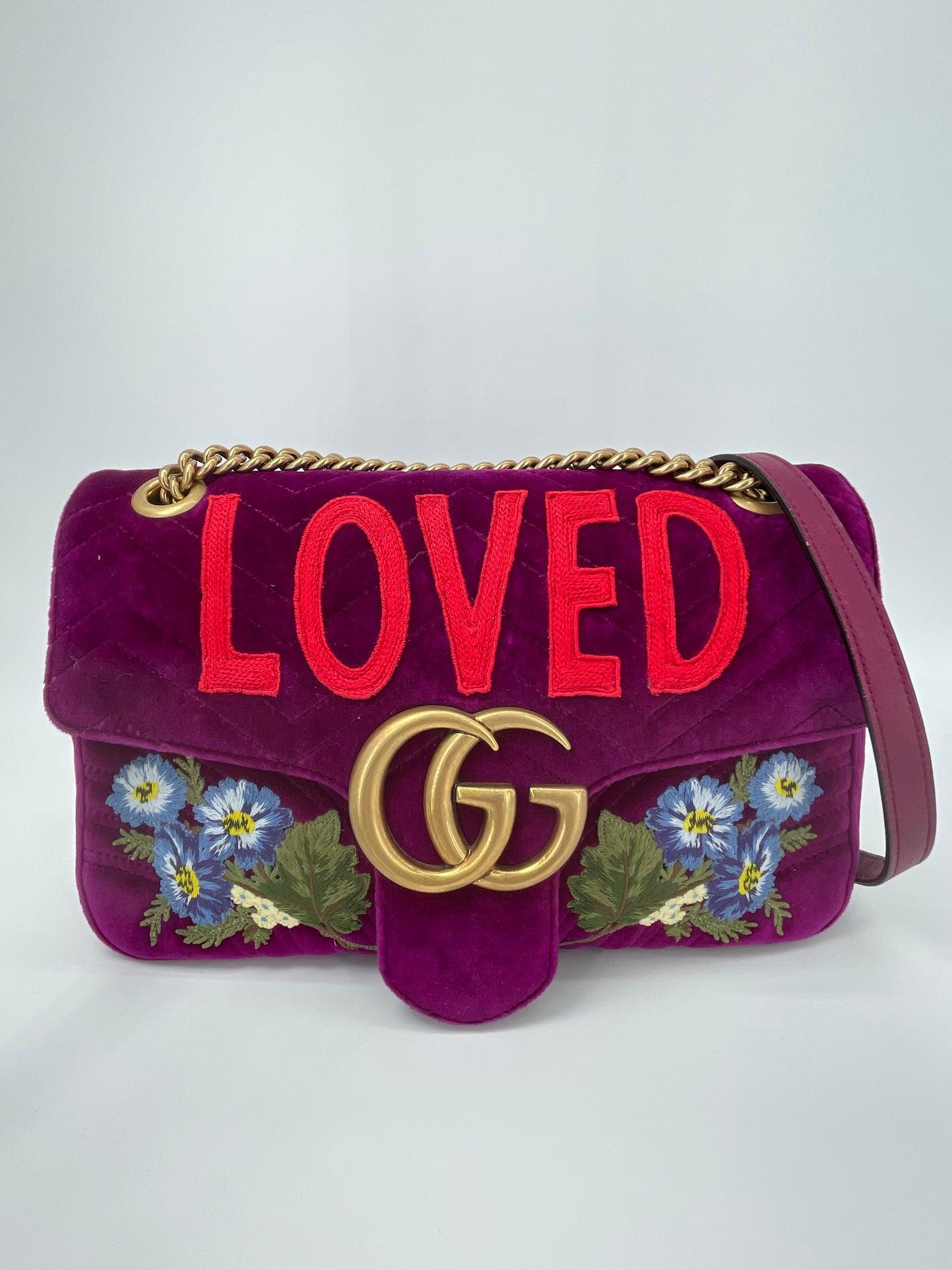 Preloved Gucci  Embroidered ‘LOVED’ Marmont shoulder Bag, Medium
