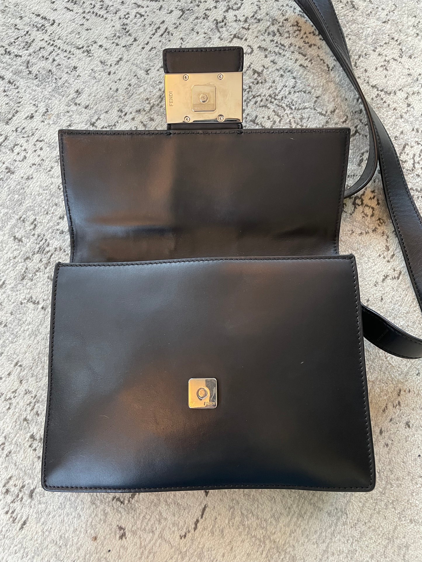 Preloved Fendi Zucca Flat Baguette Crossbody Bag