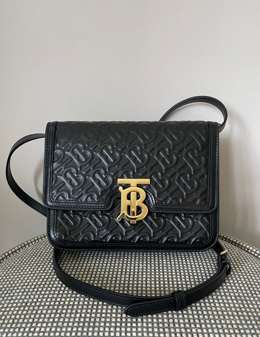 Preloved Burberry Monogram TB Shoulder Bag, Small