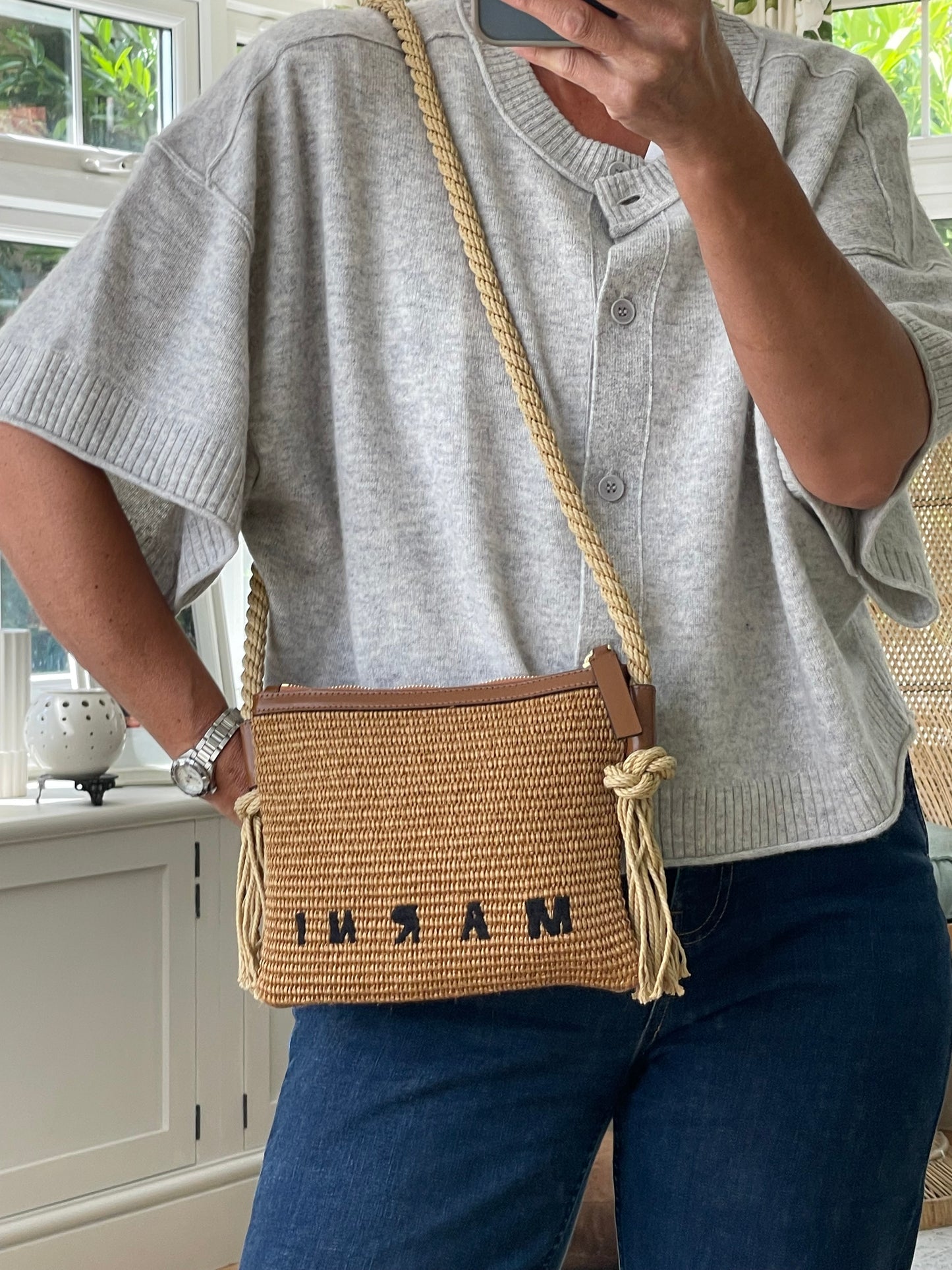 Preloved Marni Marcel Raffia Shoulder Bag