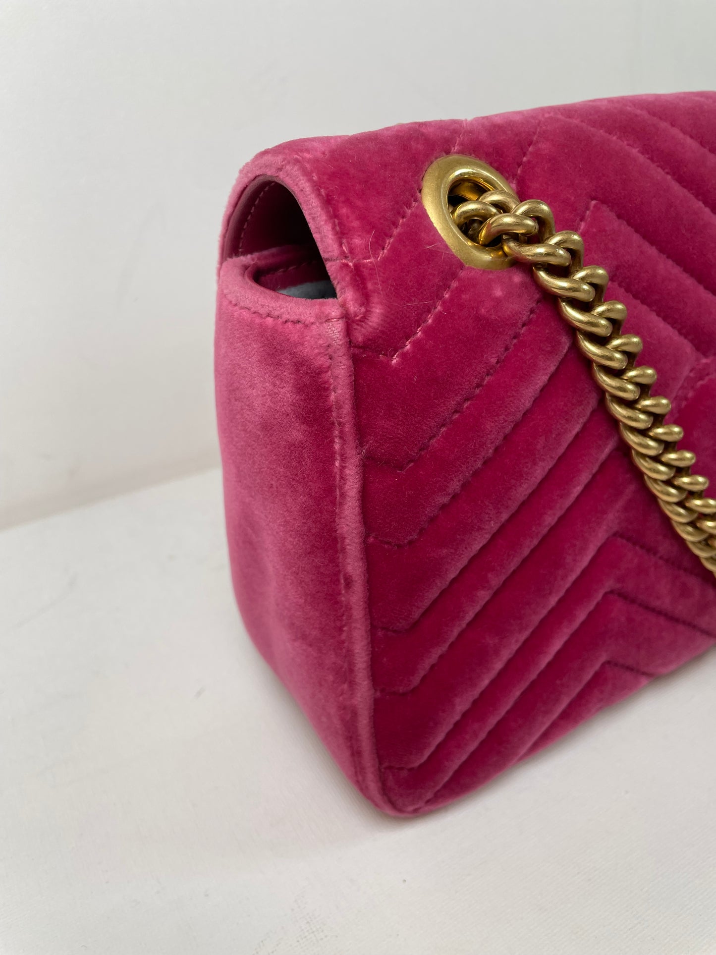 Preloved Gucci Velvet Matelasse GG Marmont Shoulder Bag, Small