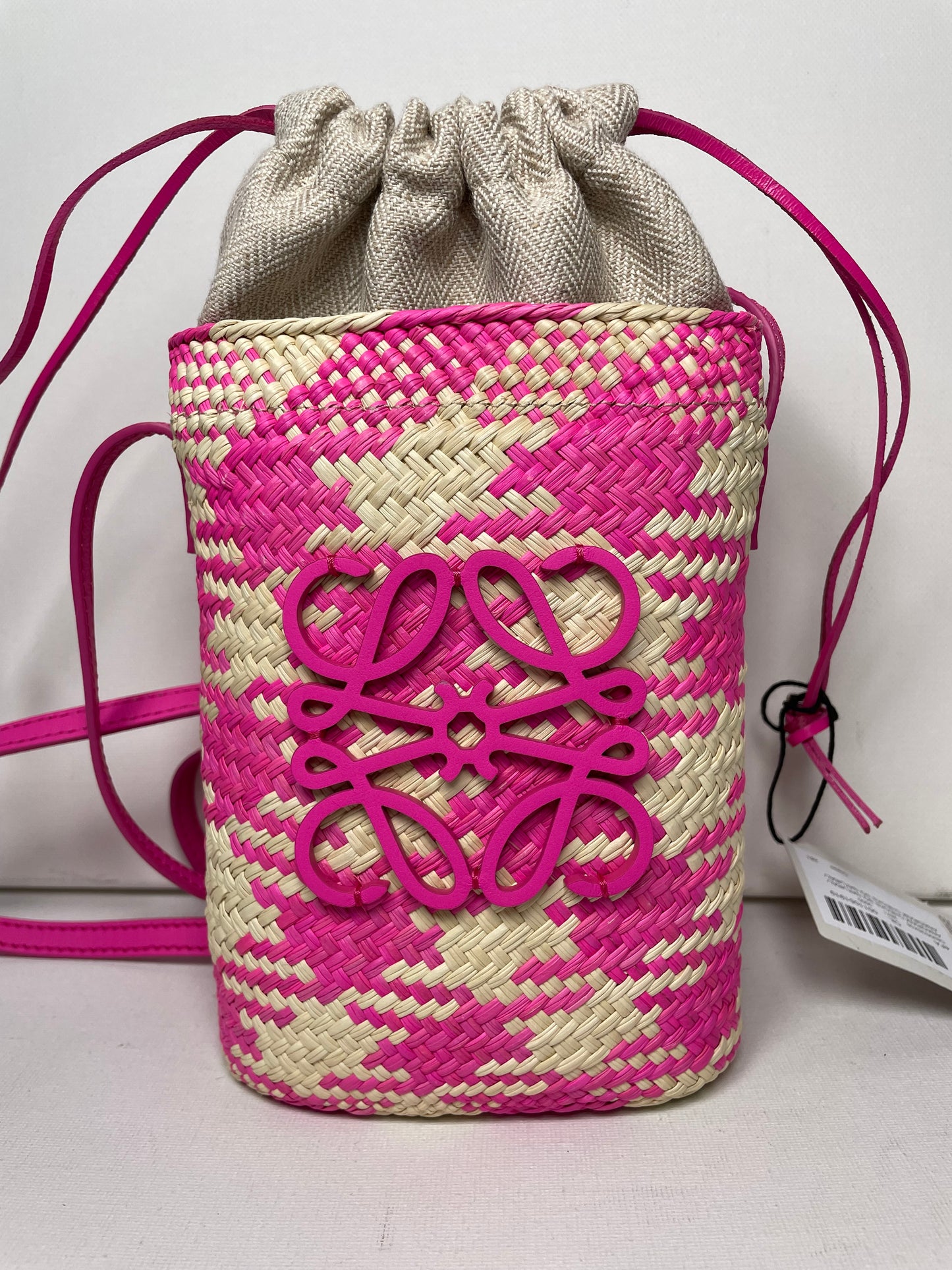 Preloved Loewe x Paula's Ibiza Woven Anagram Square Pocket Raffia Bag