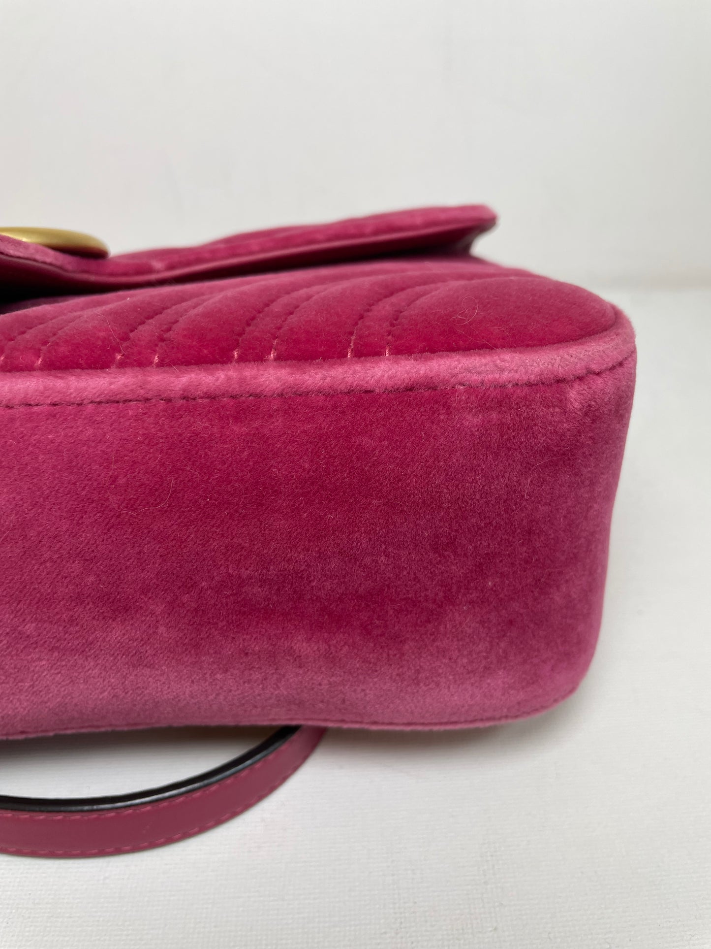 Preloved Gucci Velvet Matelasse GG Marmont Shoulder Bag, Small
