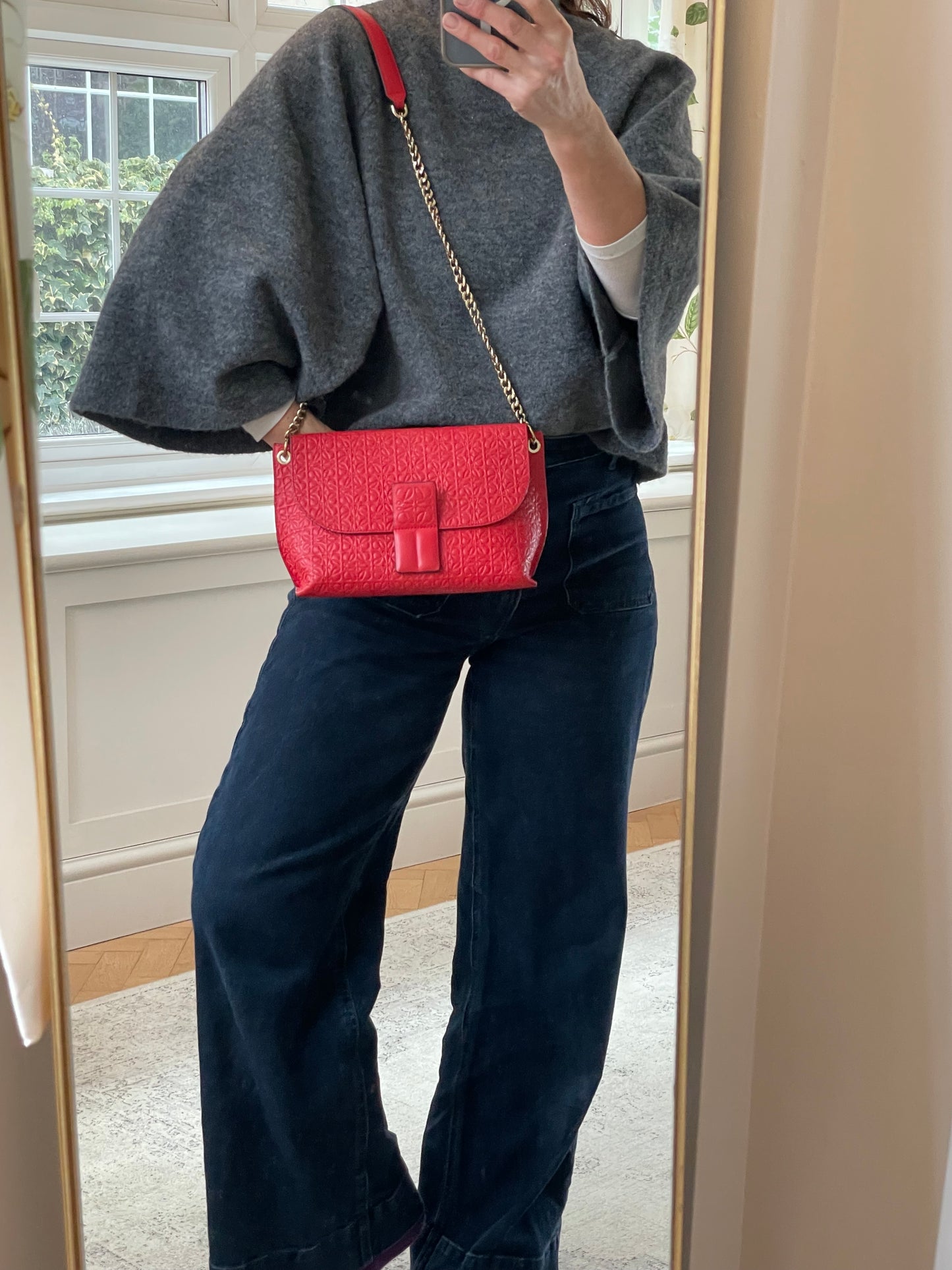 Preloved Loewe Avenue Embossed Shoulder Bag