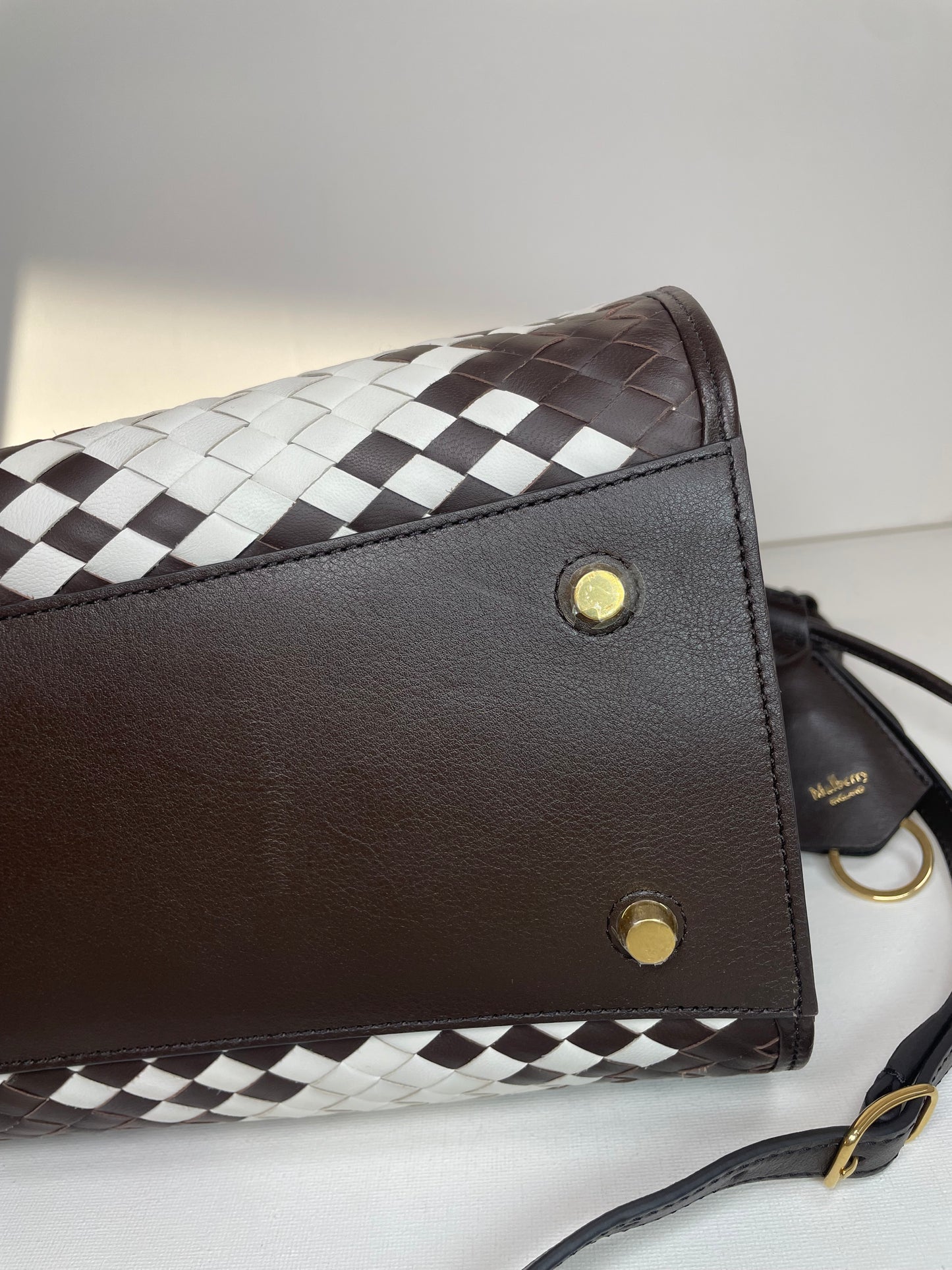Preloved Mulberry Iris Woven Tote Bag with Long Strap