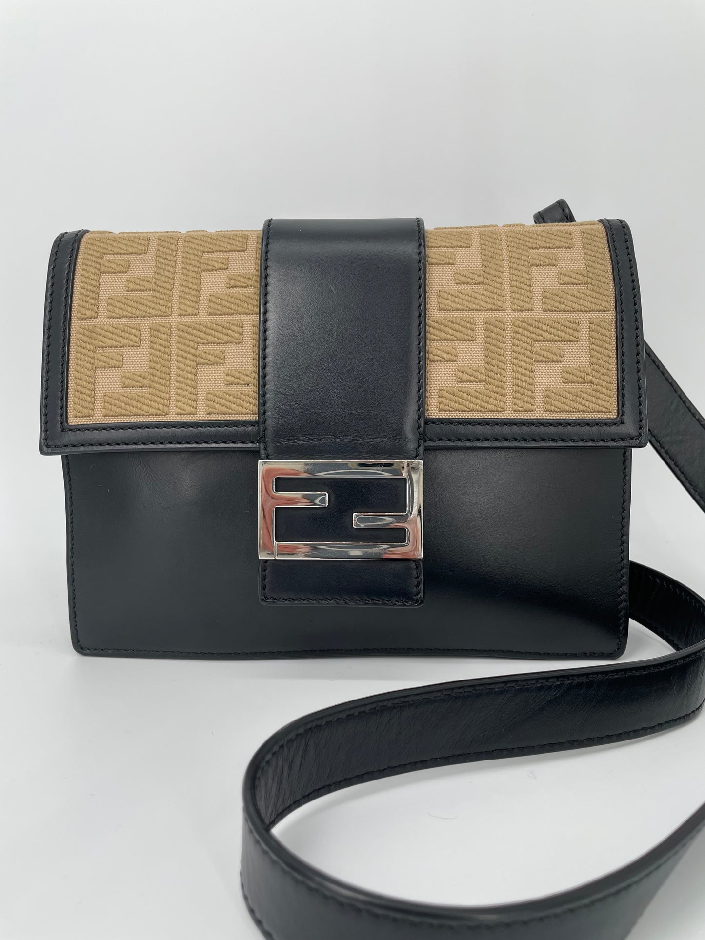 Preloved Fendi Zucca Flat Baguette Crossbody Bag