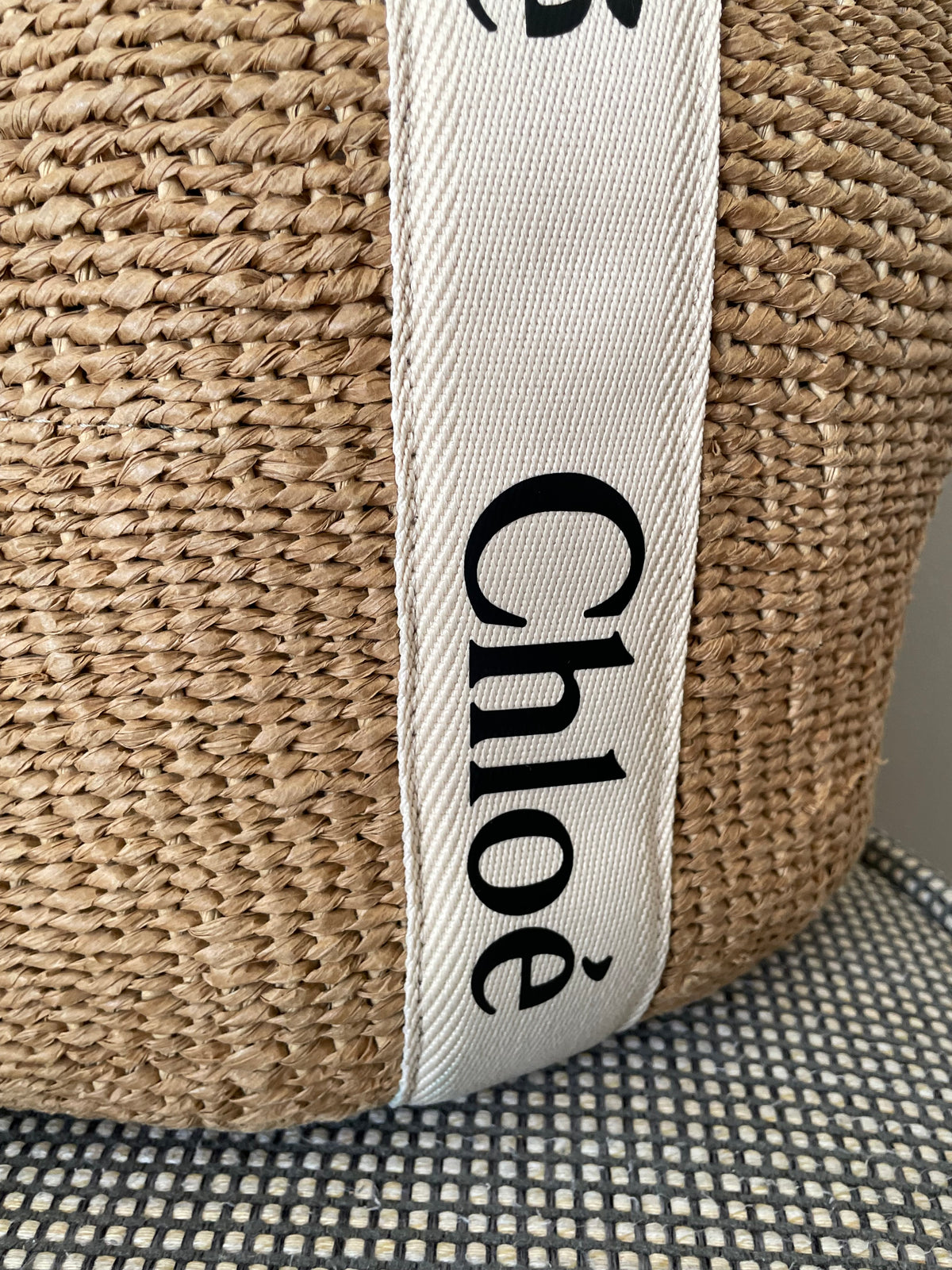 Preloved Chloe Raffia Woody Basket Bag,