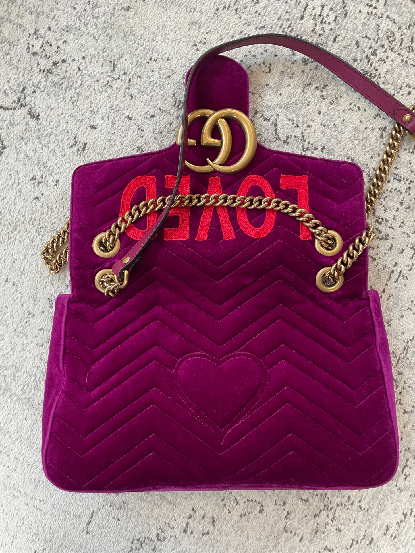 Preloved Gucci  Embroidered ‘LOVED’ Marmont shoulder Bag, Medium