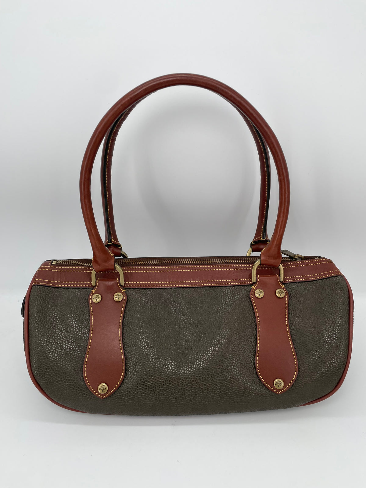 Preloved Mulberry Vintage Scotchgrain Bowling Bag