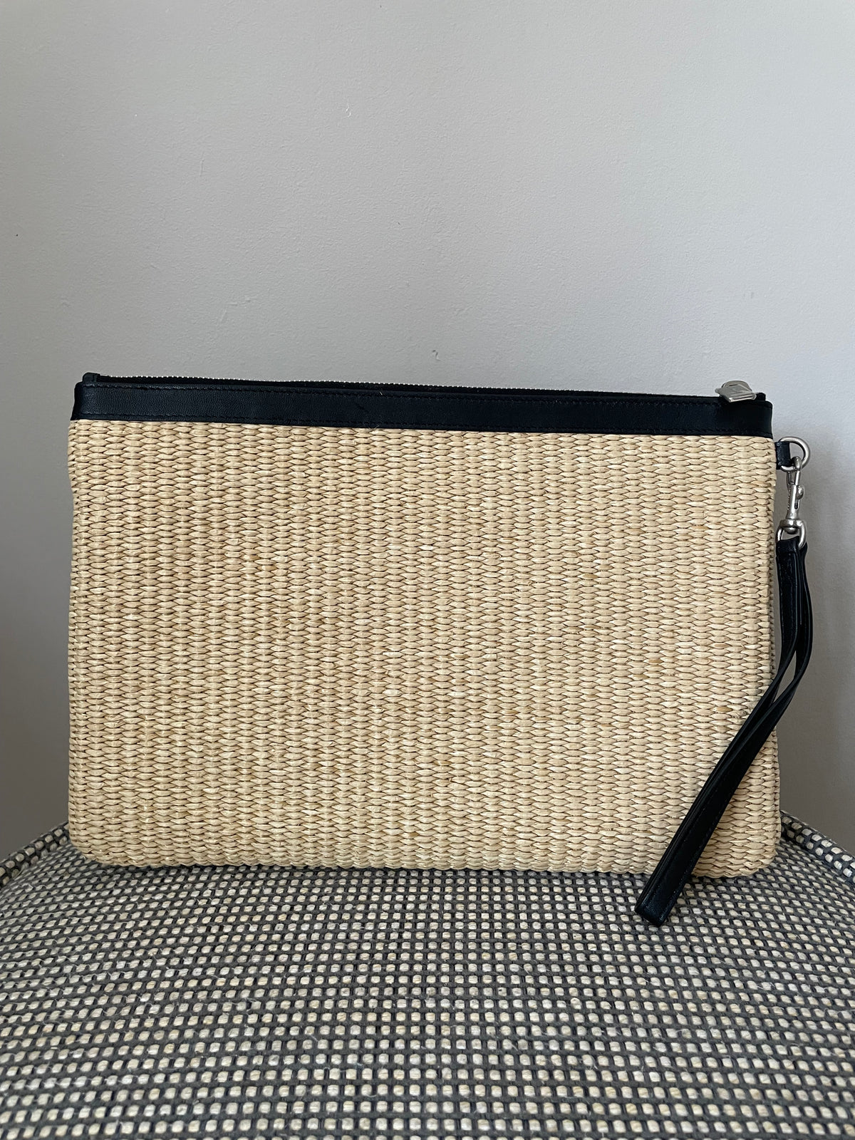 Preloved Saint Laurent Rive Gauche Raffia Clutch Bag
