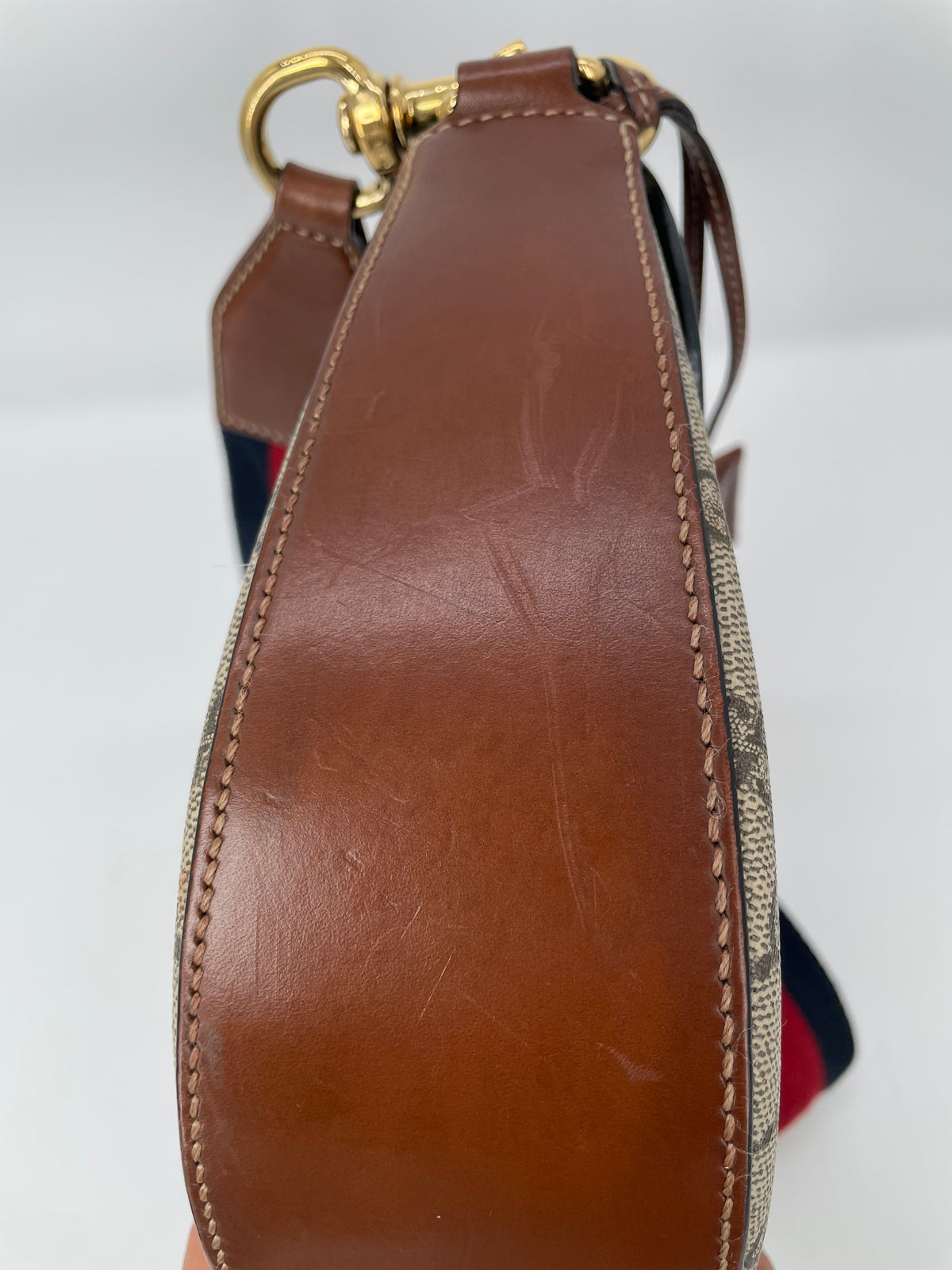 Preloved Gucci GG Supreme Monogram Saddle Lock Messenger Shoulder Bag, Small