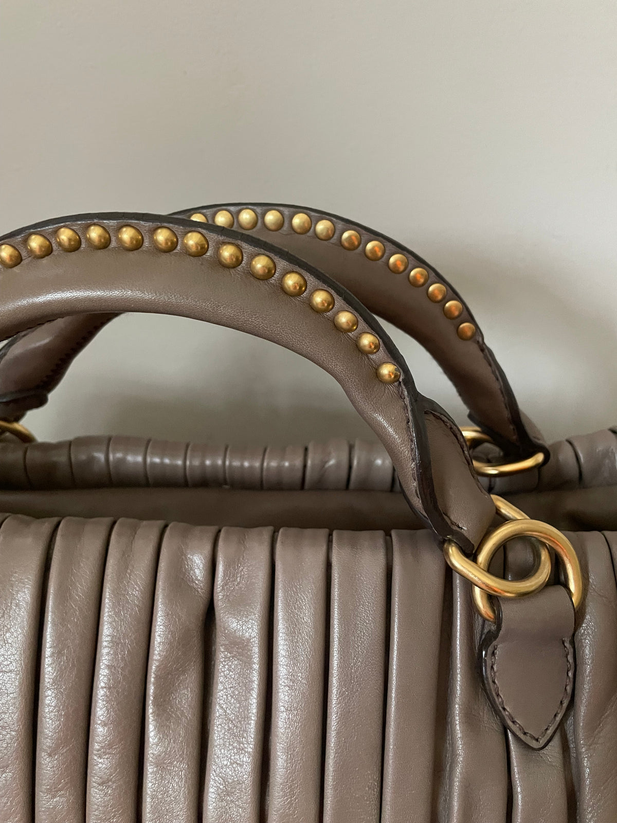 Preloved Miu Miu Plisse Pleated Leather Top handle bag