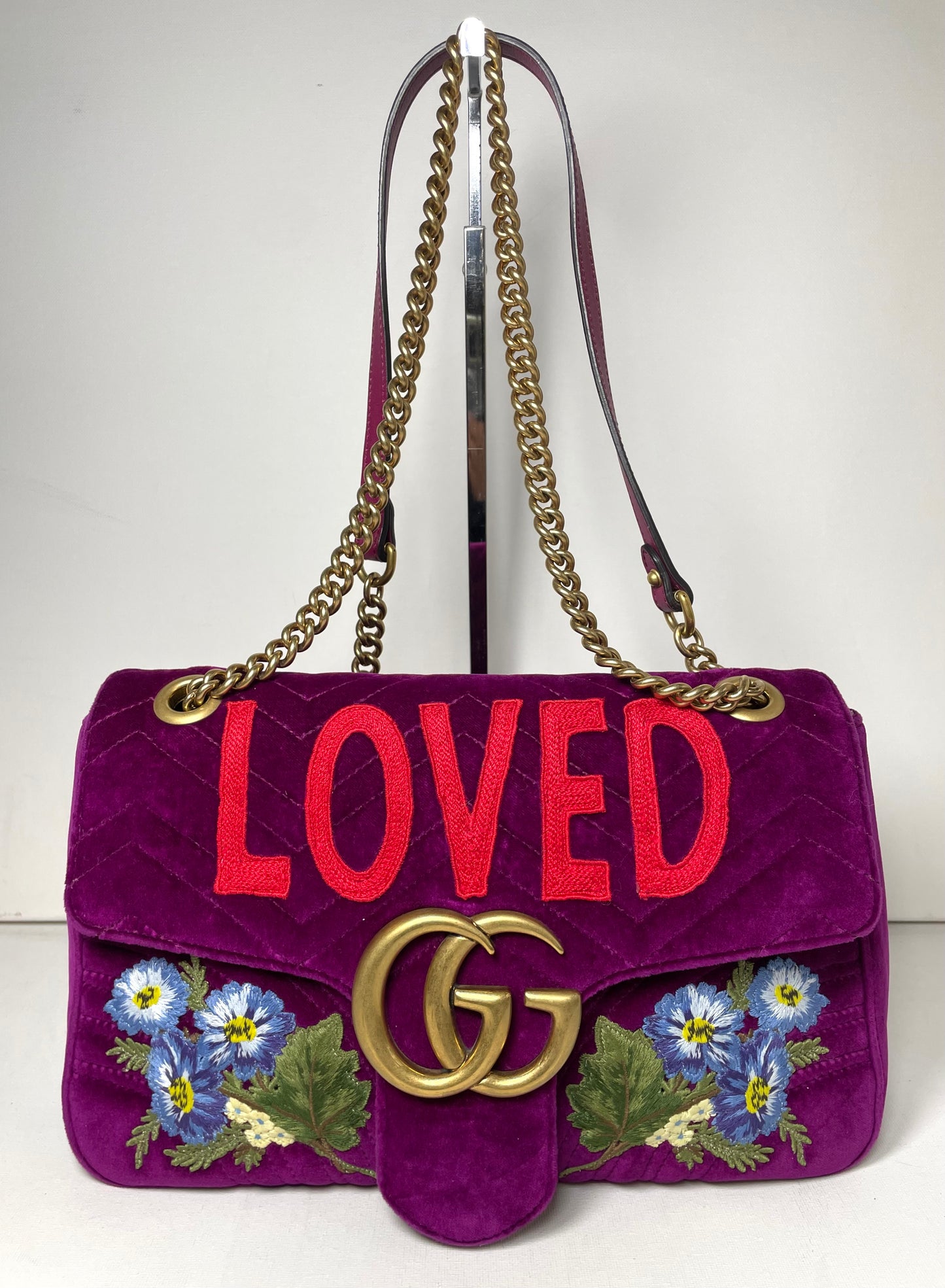 Preloved Gucci  Embroidered ‘LOVED’ Marmont shoulder Bag, Medium