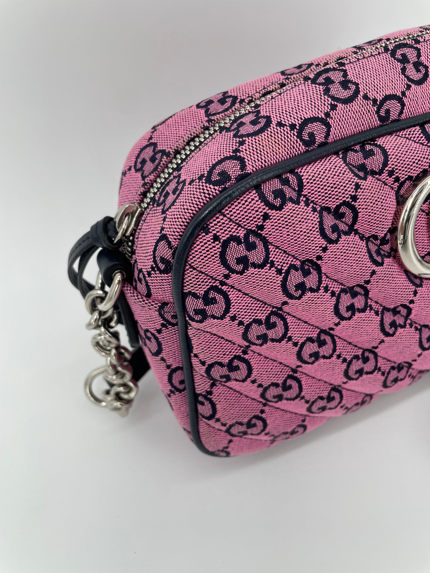 Preloved Gucci Diagonal Quilted Canvas Marmont Camera Bag, Small