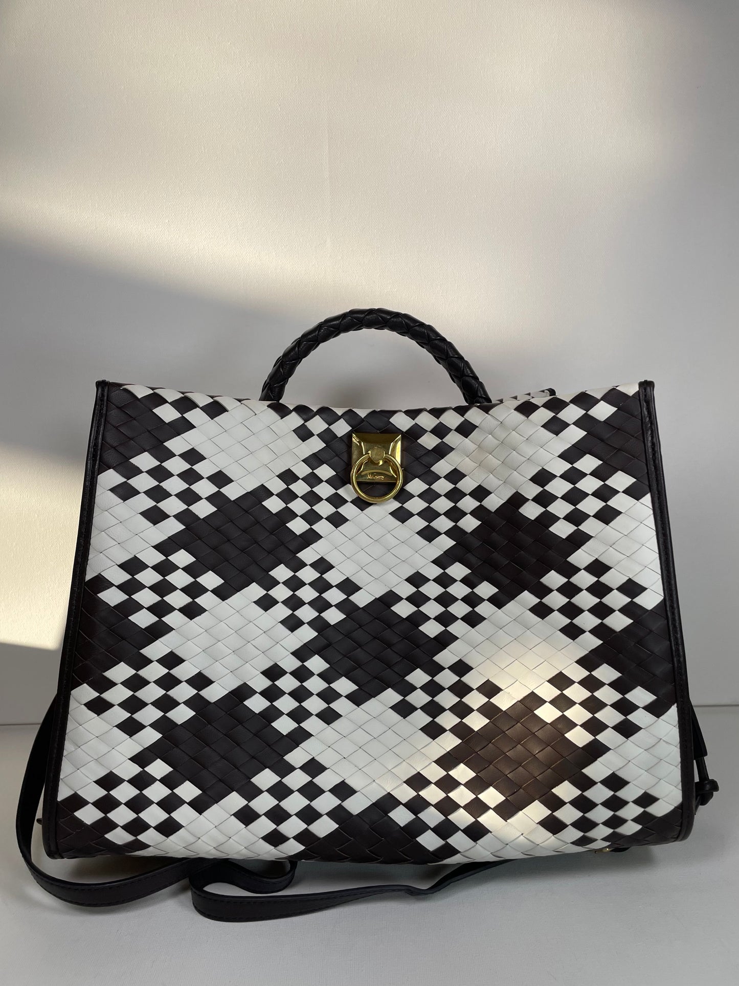 Preloved Mulberry Iris Woven Tote Bag with Long Strap