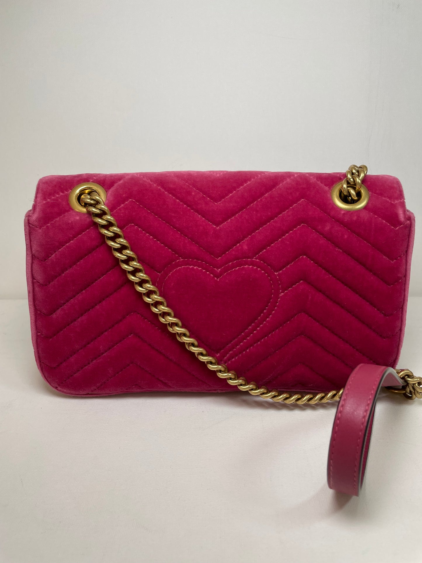 Preloved Gucci Velvet Matelasse GG Marmont Shoulder Bag, Small