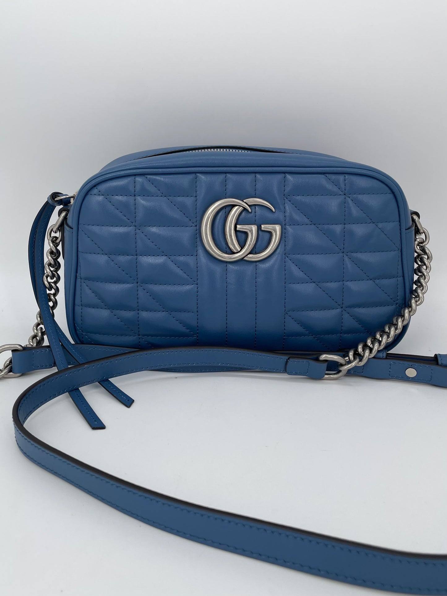 Preloved Gucci Quilted Leather Geometric Marmont Crossbody Bag, Small