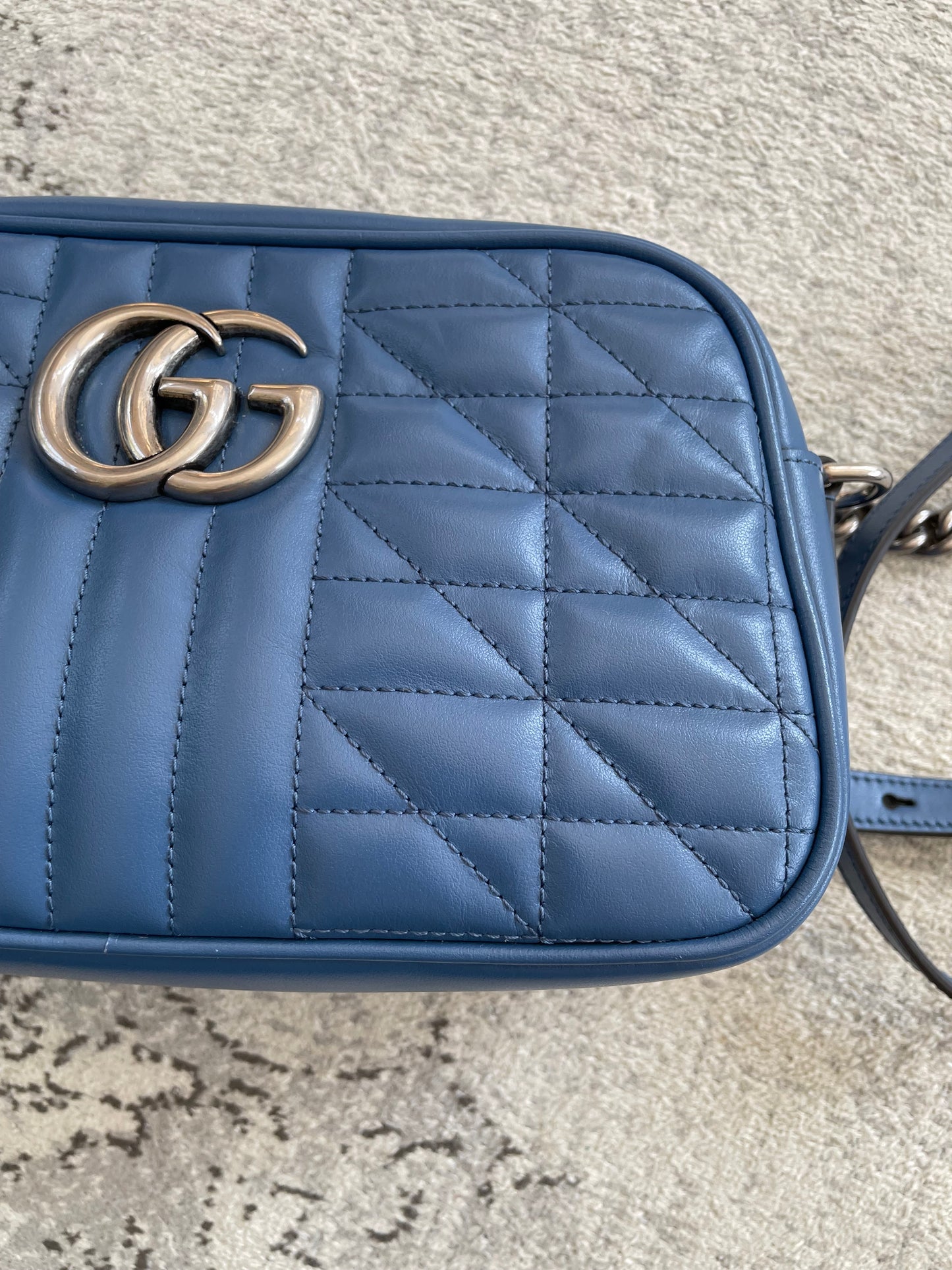 Preloved Gucci Quilted Leather Geometric Marmont Crossbody Bag, Small