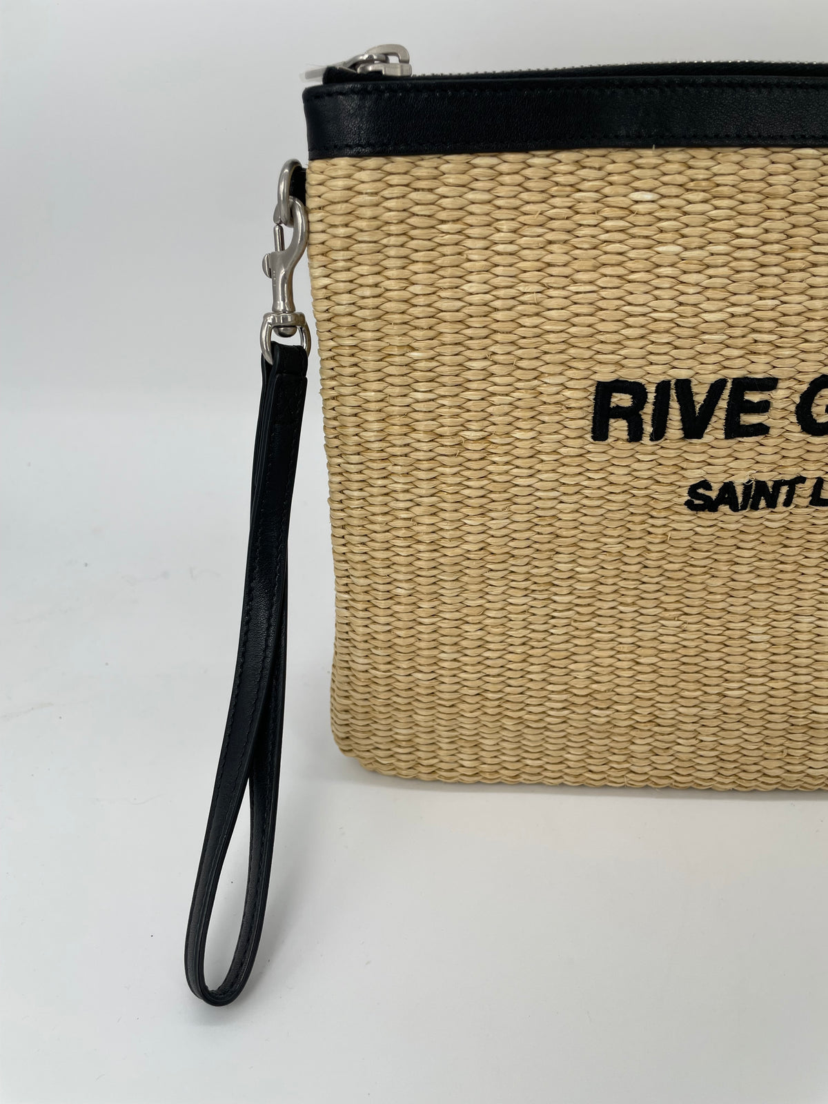 Preloved Saint Laurent Rive Gauche Raffia Clutch Bag