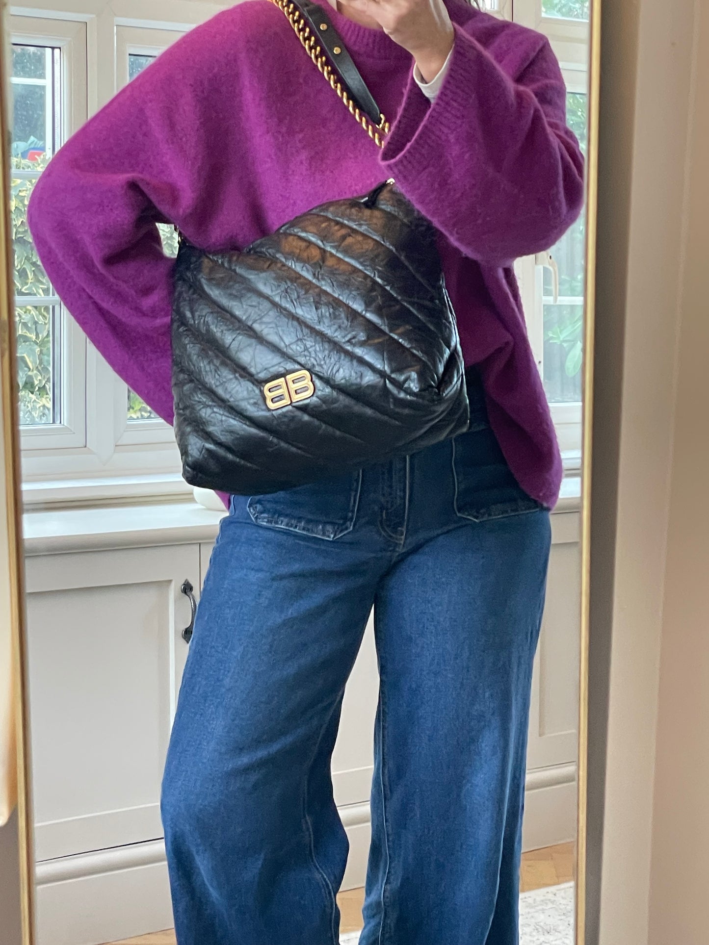 Preloved Balenciaga Quilted Crush Shoulder Bag, Medium