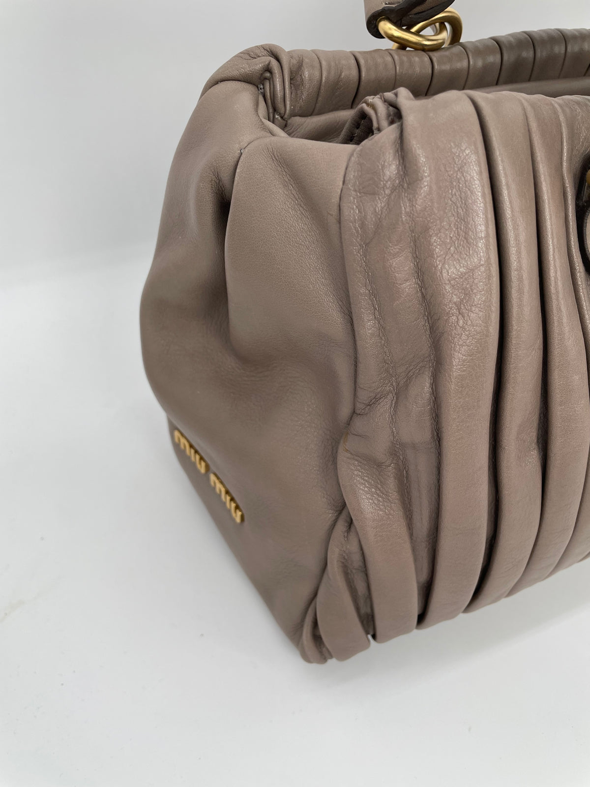 Preloved Miu Miu Plisse Pleated Leather Top handle bag