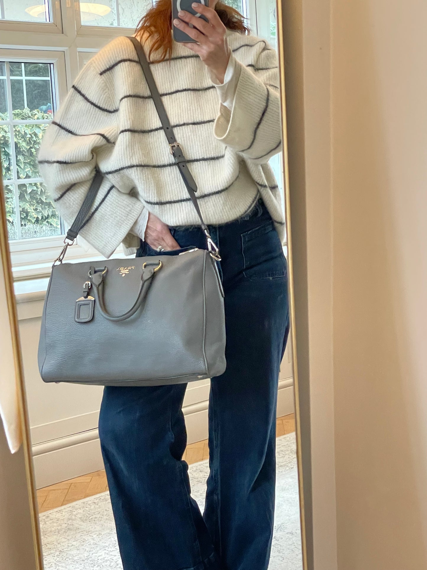 Preloved Prada Vitello Phenix Two Way Tote Bag, Large