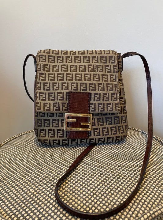 Preloved Fendi Canvas Crossbody Bag