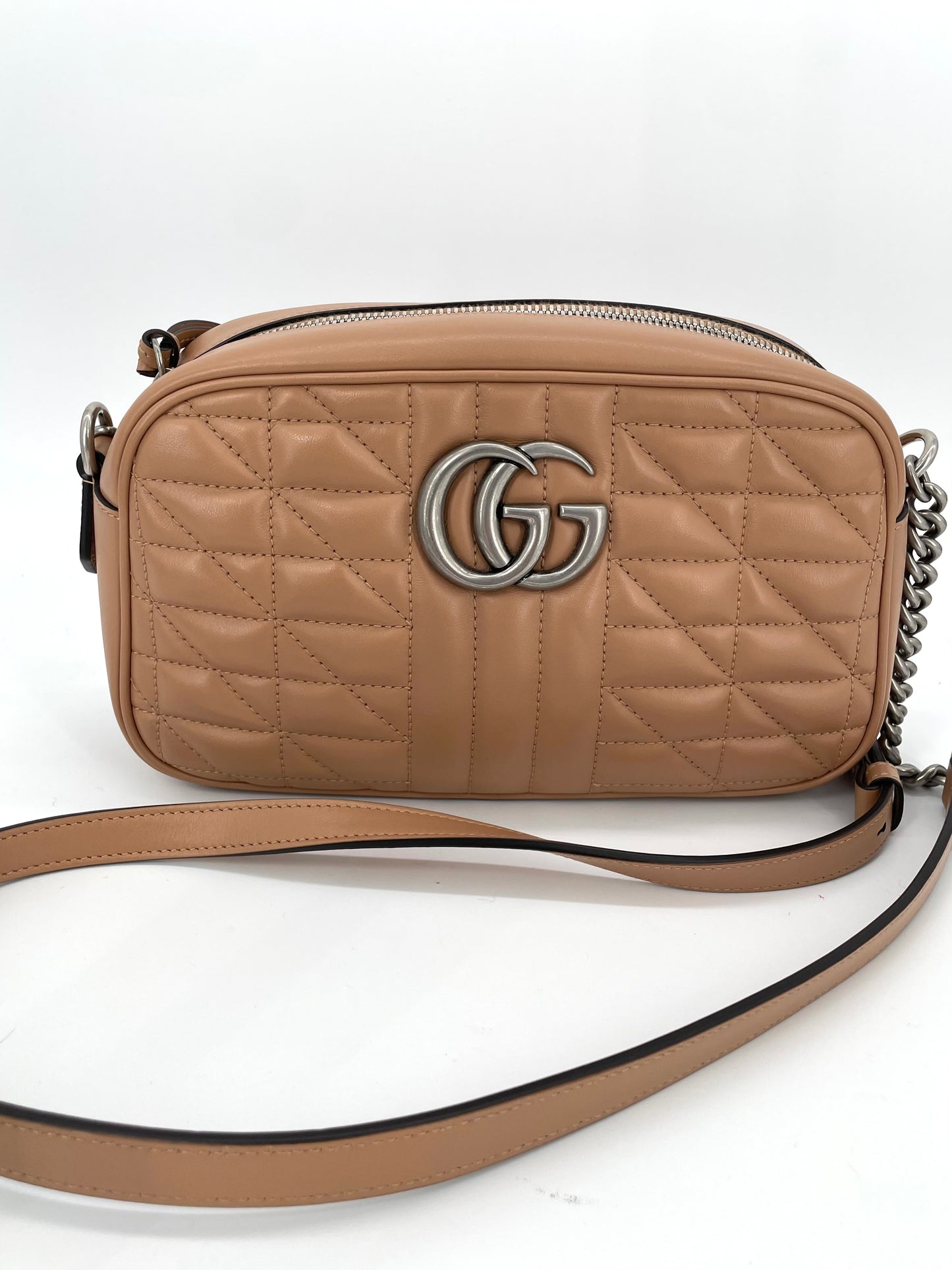 Preloved Gucci Quilted Leather Geometric Marmont Crossbody Bag, Small