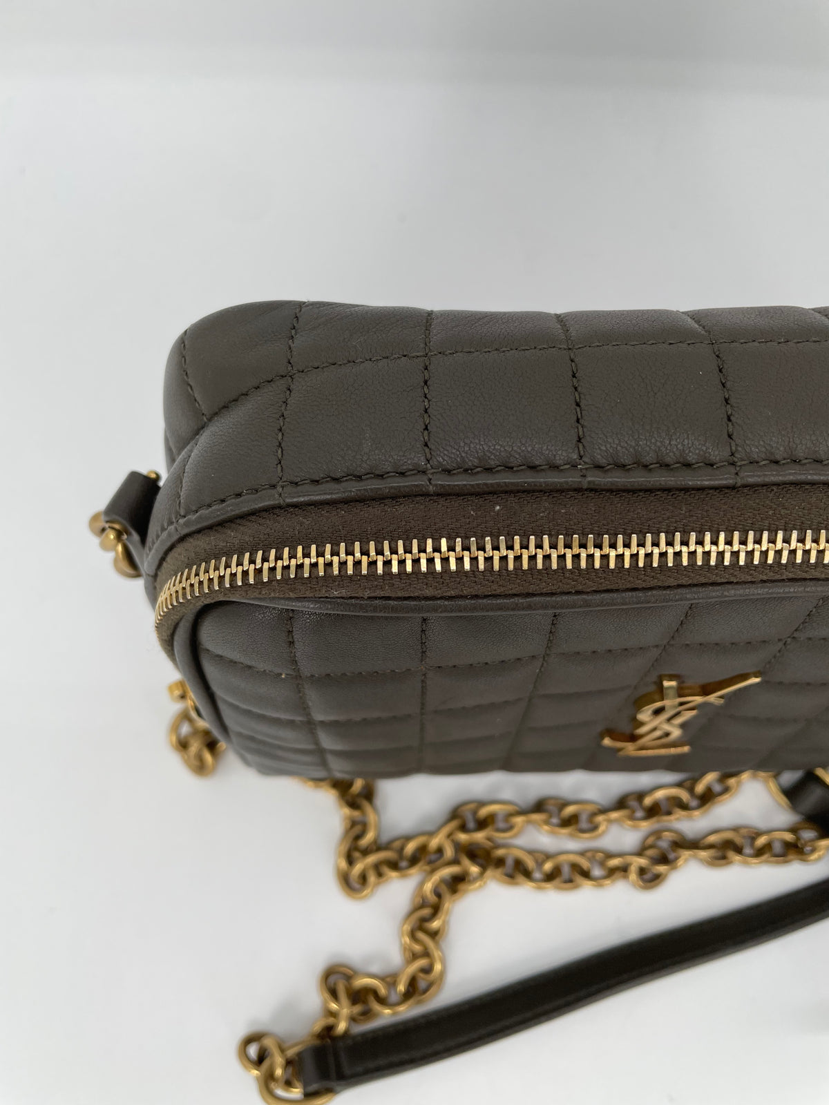 Preloved Saint Laurent Carre Quilted Cassandre Camera Bag, Mini