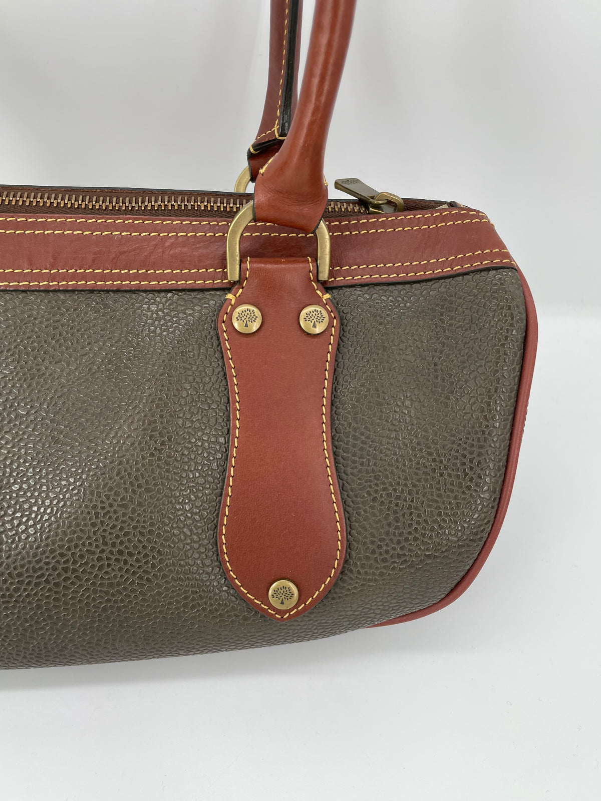 Preloved Mulberry Vintage Scotchgrain Bowling Bag