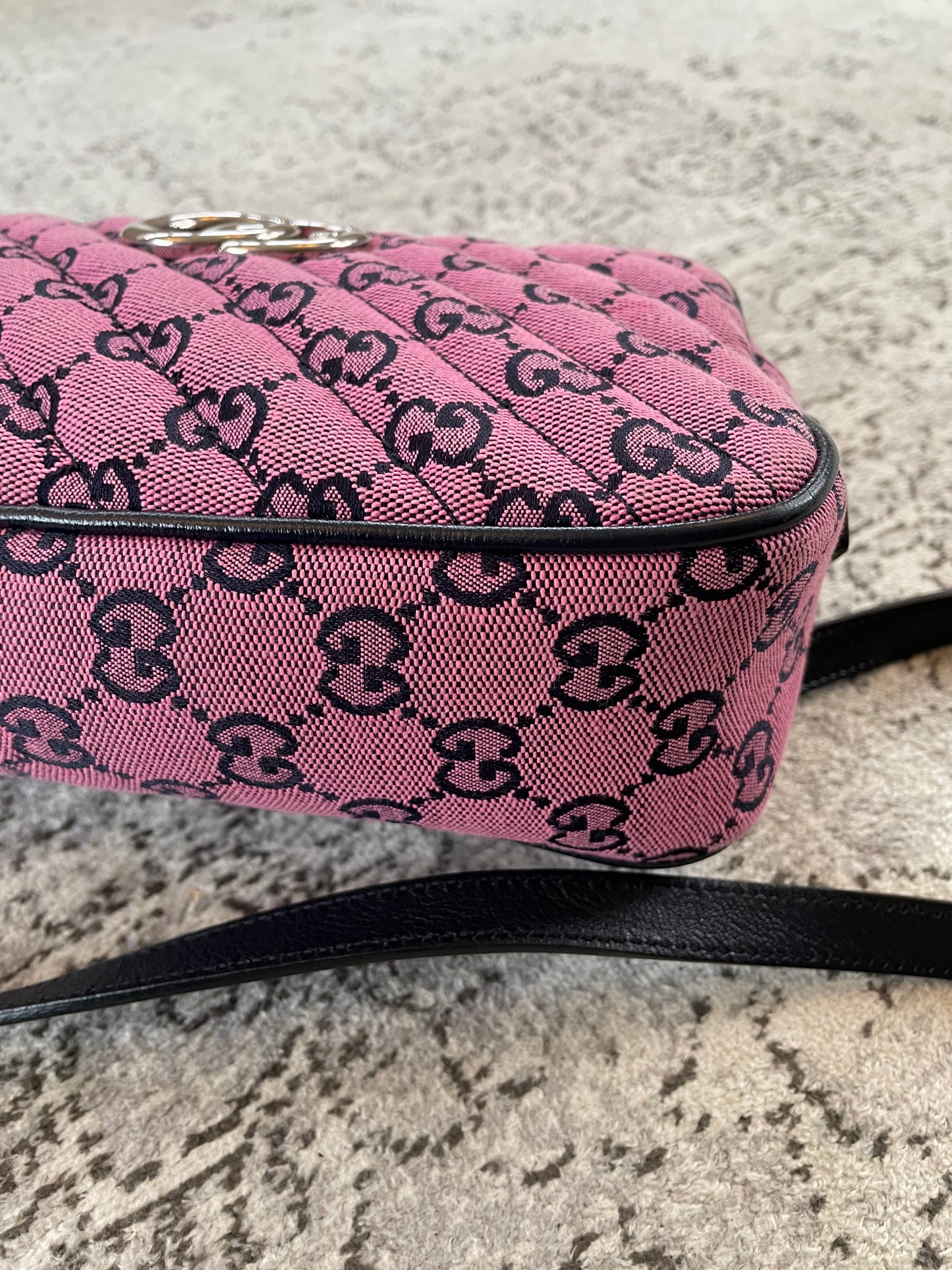 Preloved Gucci Diagonal Quilted Canvas Marmont Camera Bag, Small