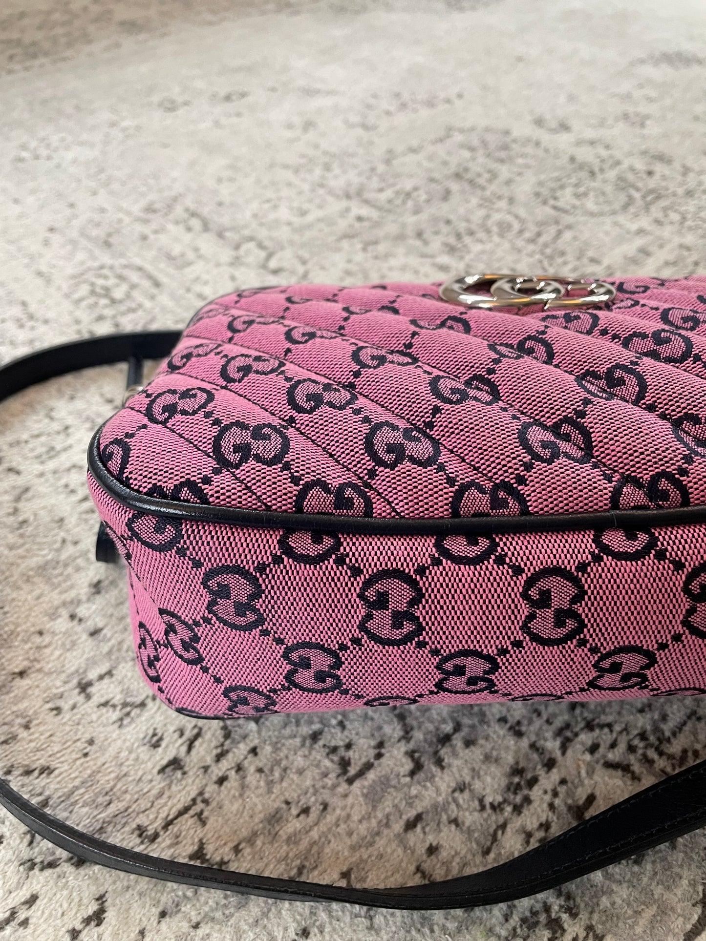 Preloved Gucci Diagonal Quilted Canvas Marmont Camera Bag, Small