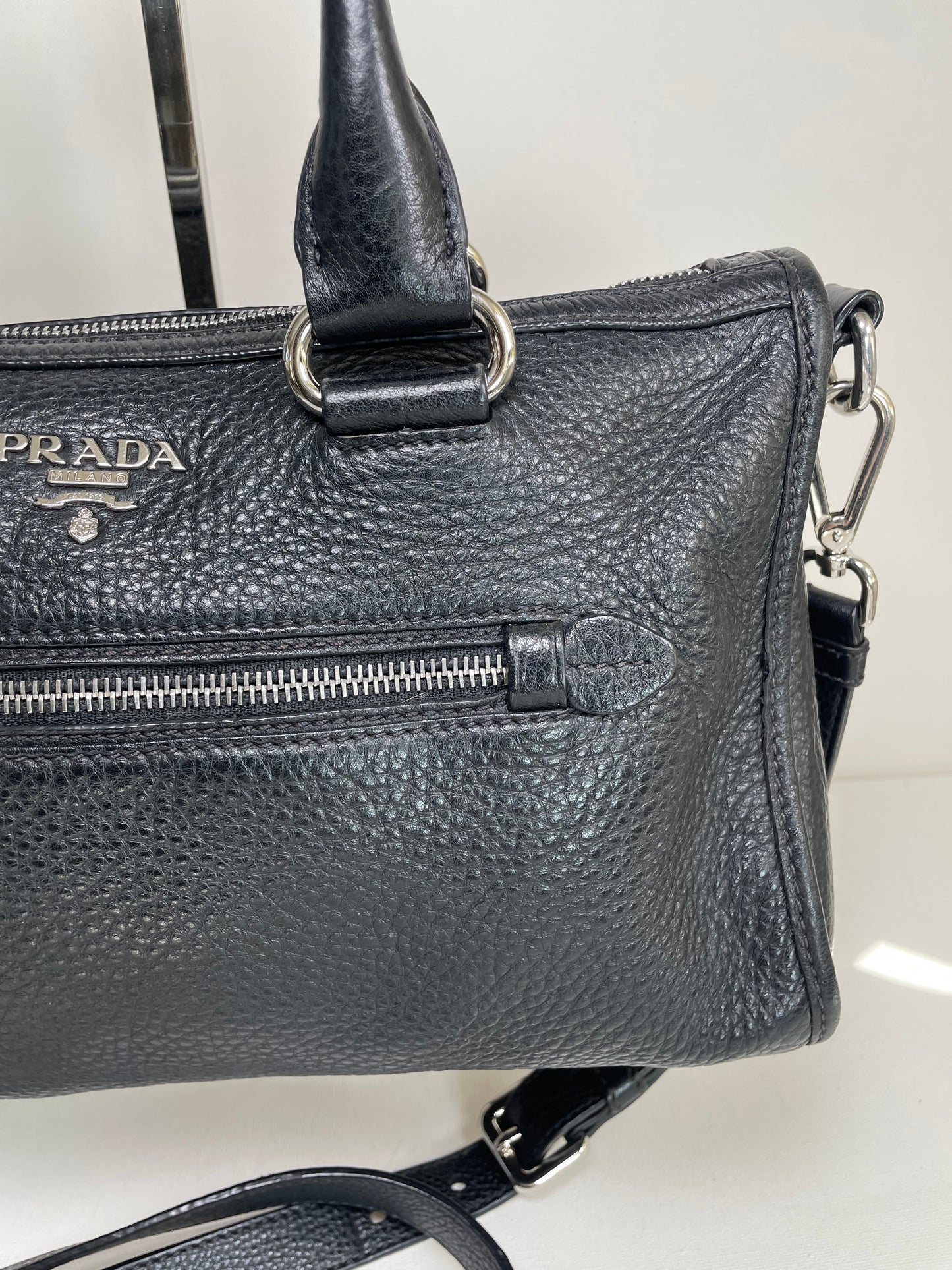 Preloved Prada Vitello Daino Bauletto Bag, Small
