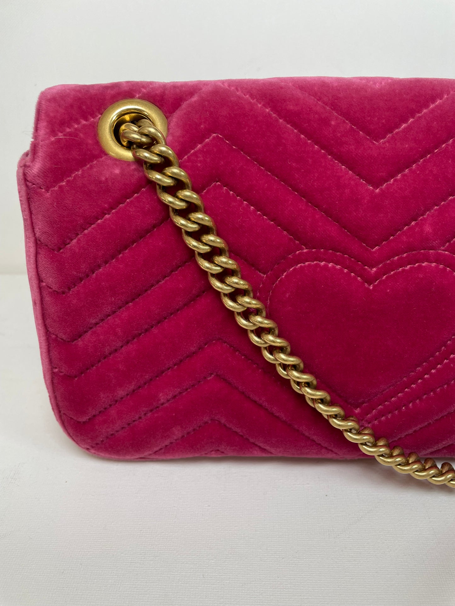 Preloved Gucci Velvet Matelasse GG Marmont Shoulder Bag, Small