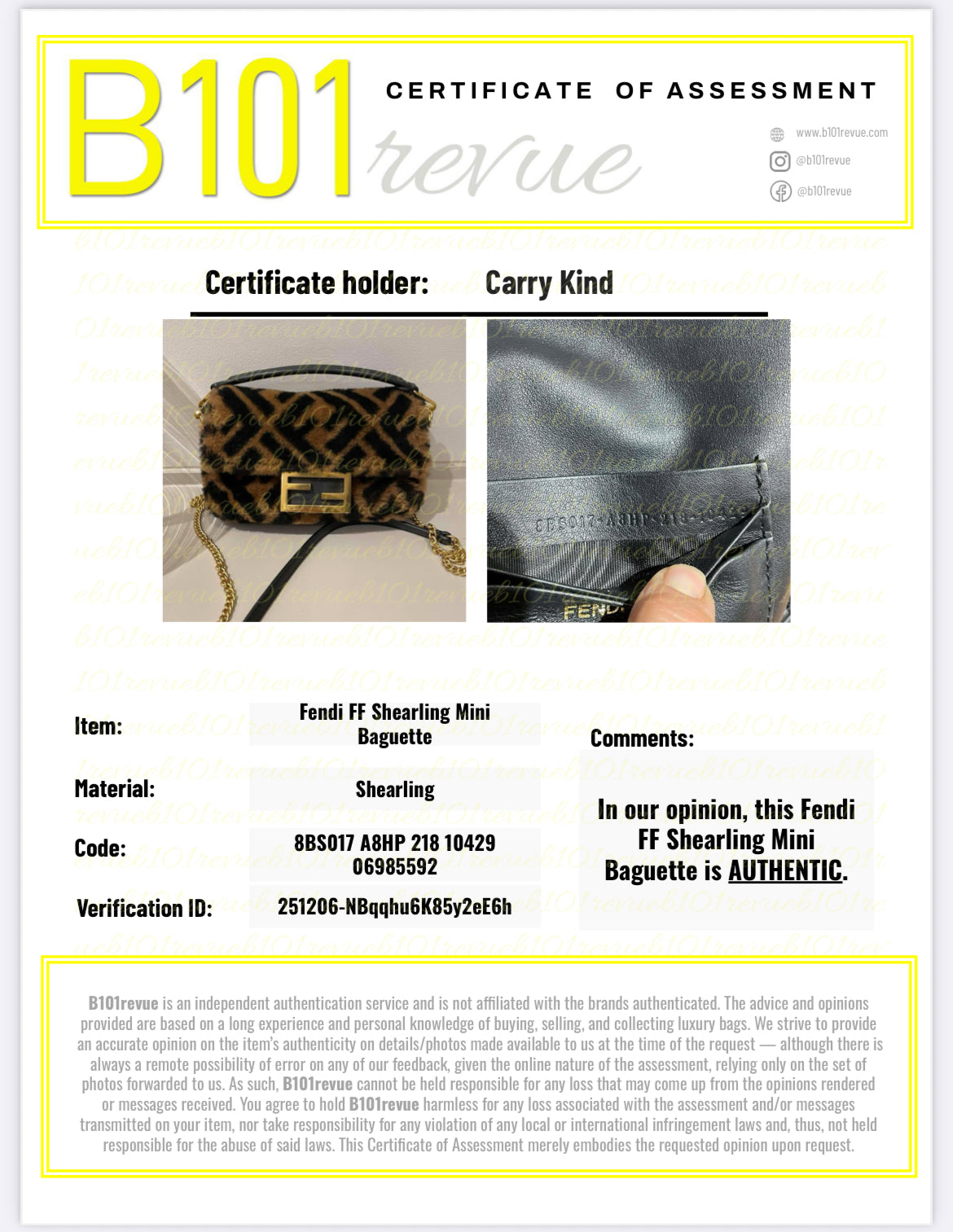 Preloved Fendi Shearling Sheepskin FF Chain Baguette, Mini