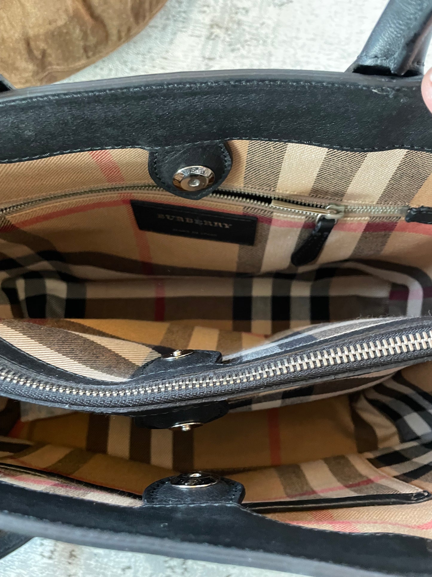 Preloved Burberry Banner Two Way Tote Bag, Medium