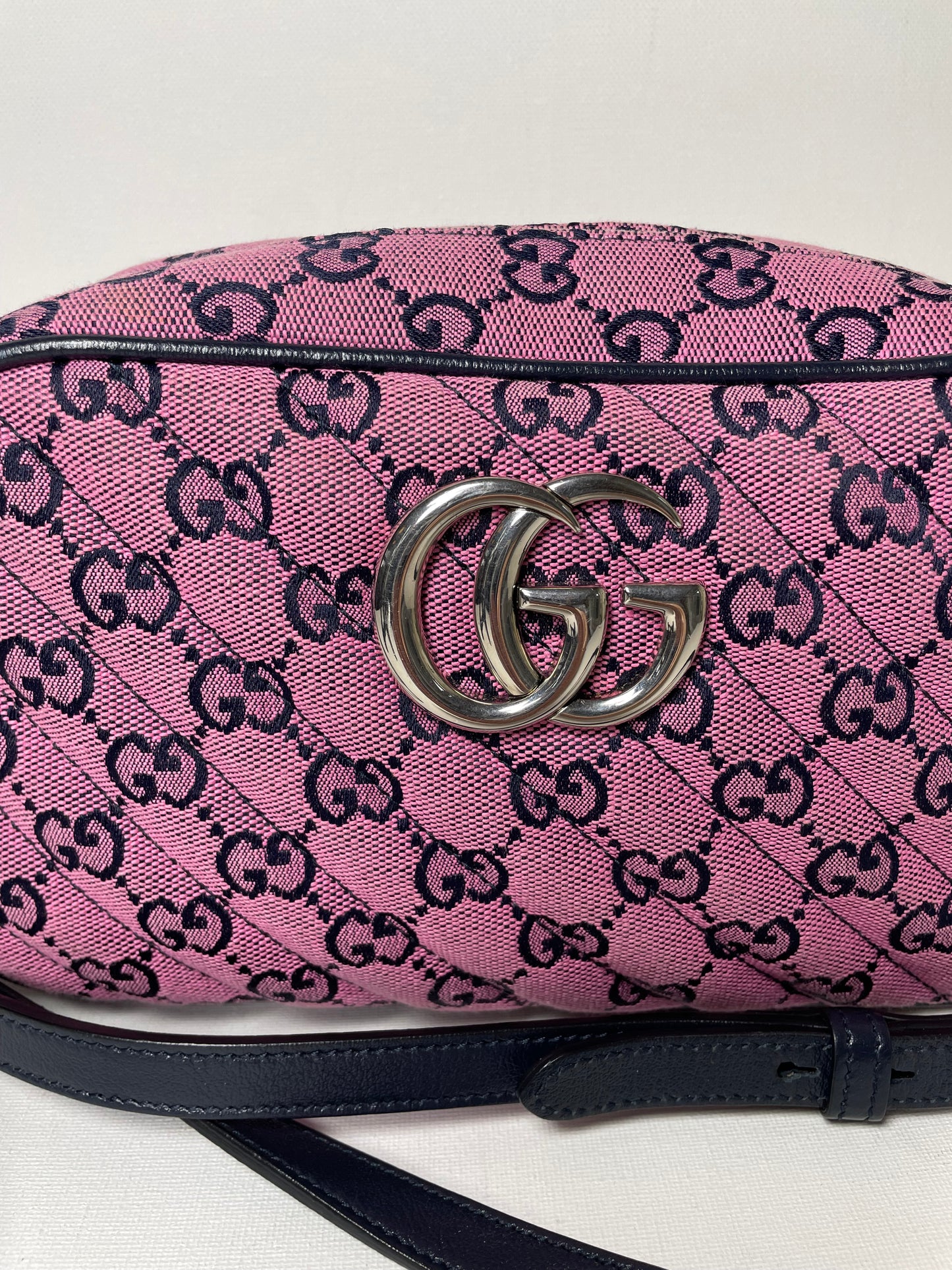 Preloved Gucci Diagonal Quilted Canvas Marmont Camera Bag, Small