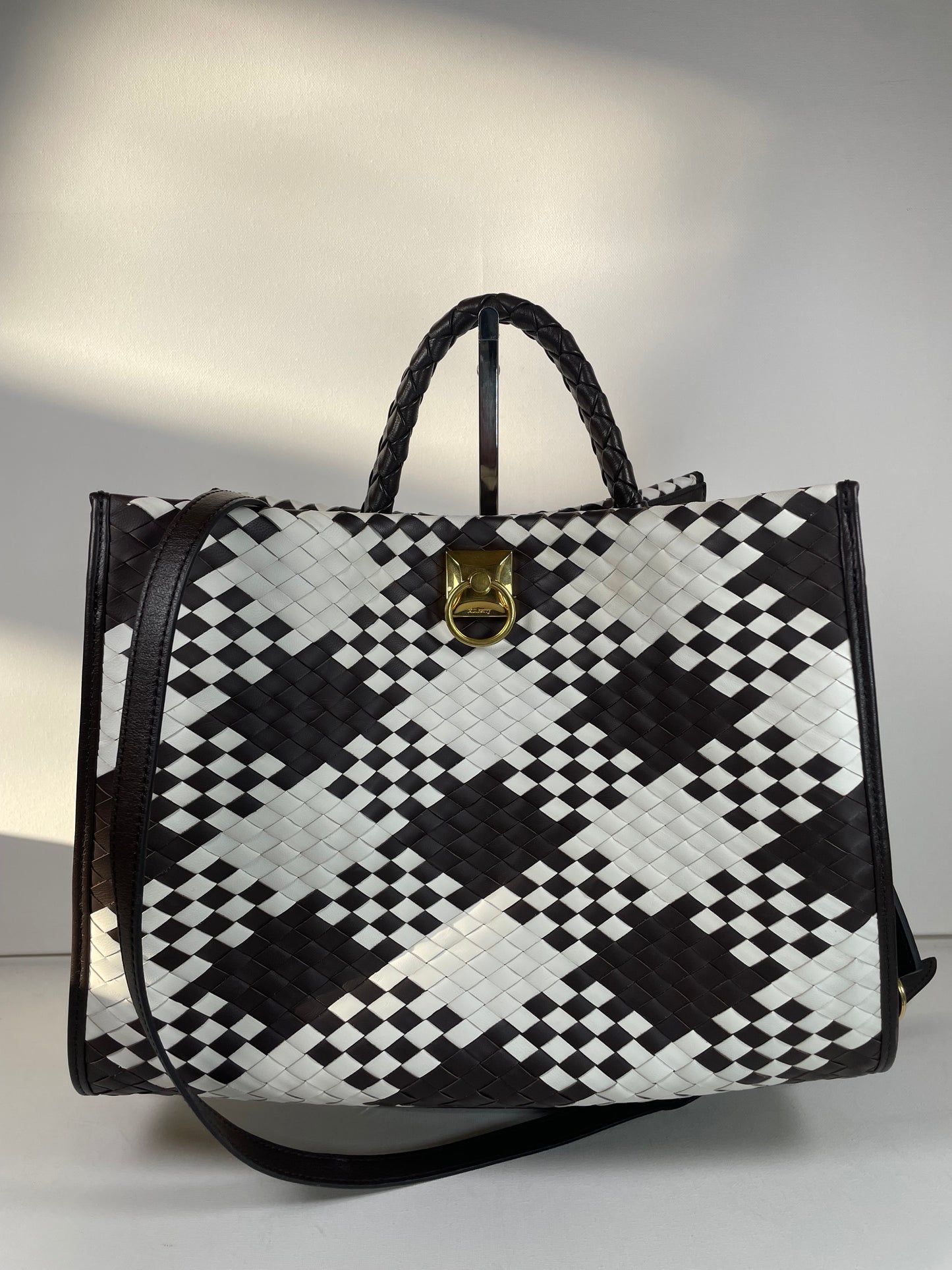 Preloved Mulberry Iris Woven Tote Bag with Long Strap