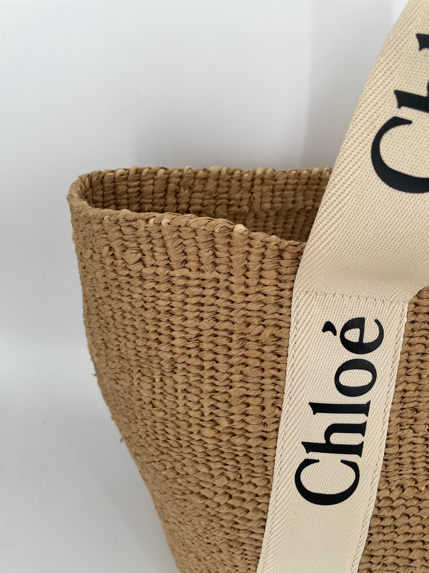 Preloved Chloe Raffia Woody Basket Bag,