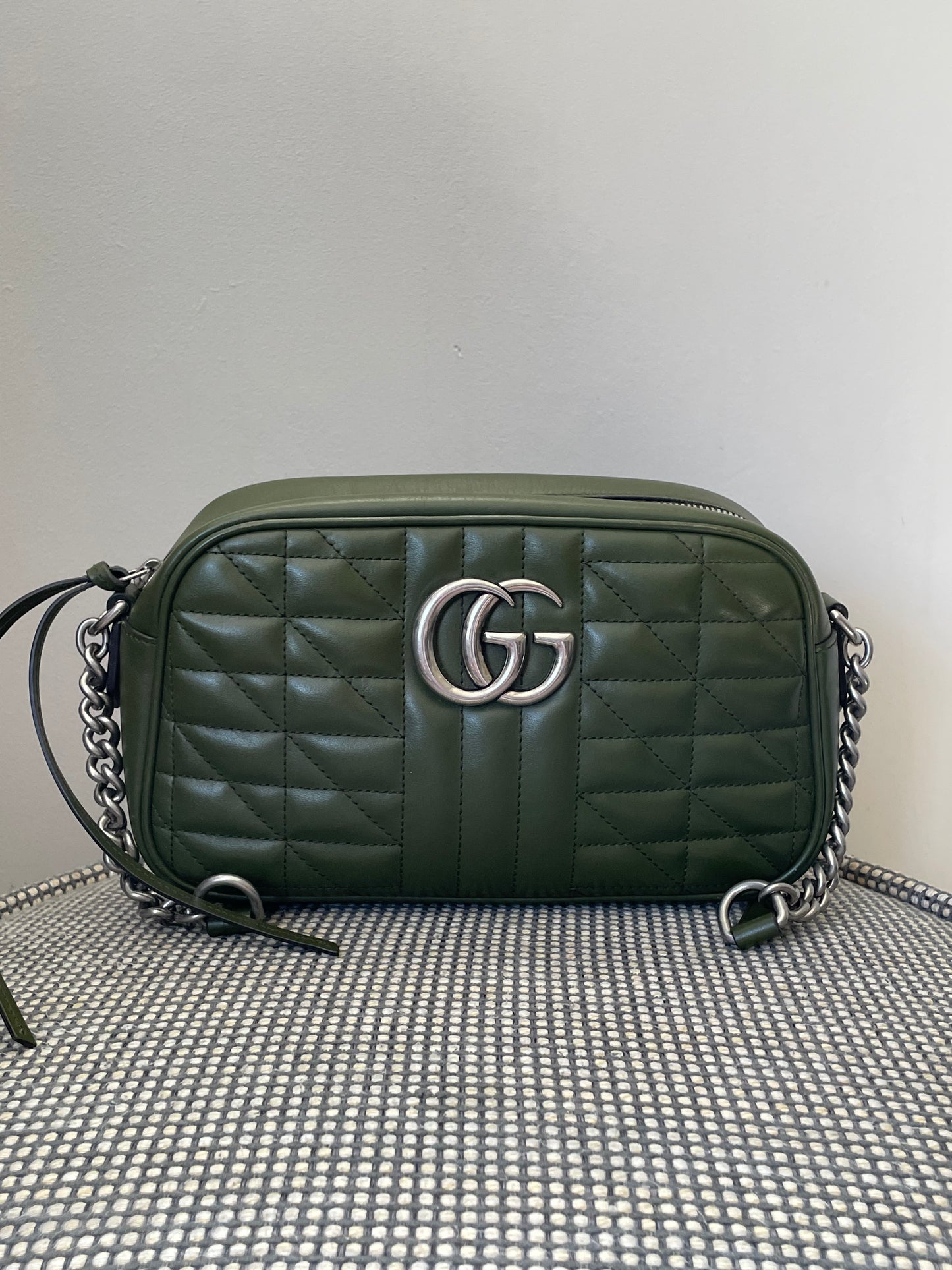 Preloved Gucci Quilted Leather Geometric Marmont Crossbody Bag, Small