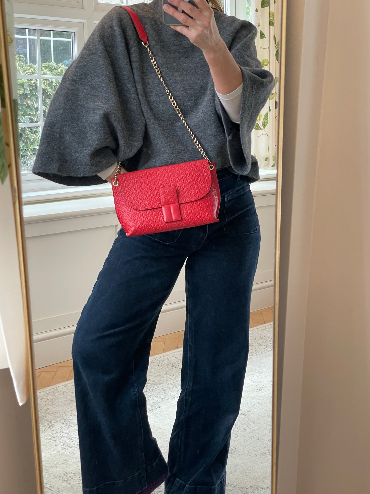 Preloved Loewe Avenue Embossed Shoulder Bag