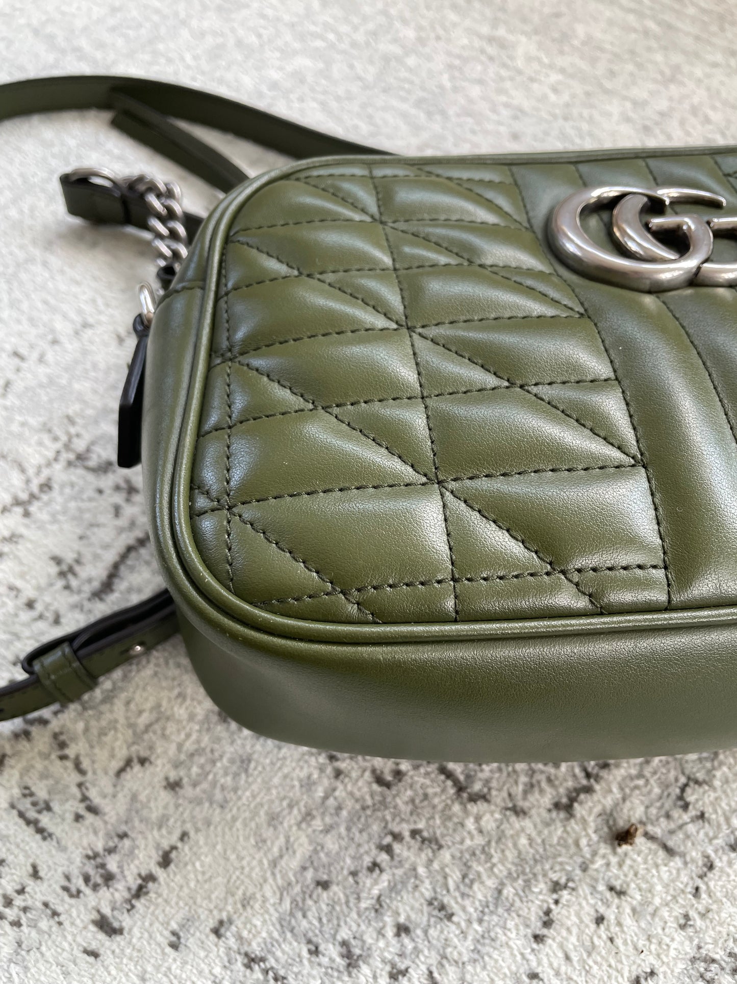 Preloved Gucci Quilted Leather Geometric Marmont Crossbody Bag, Small