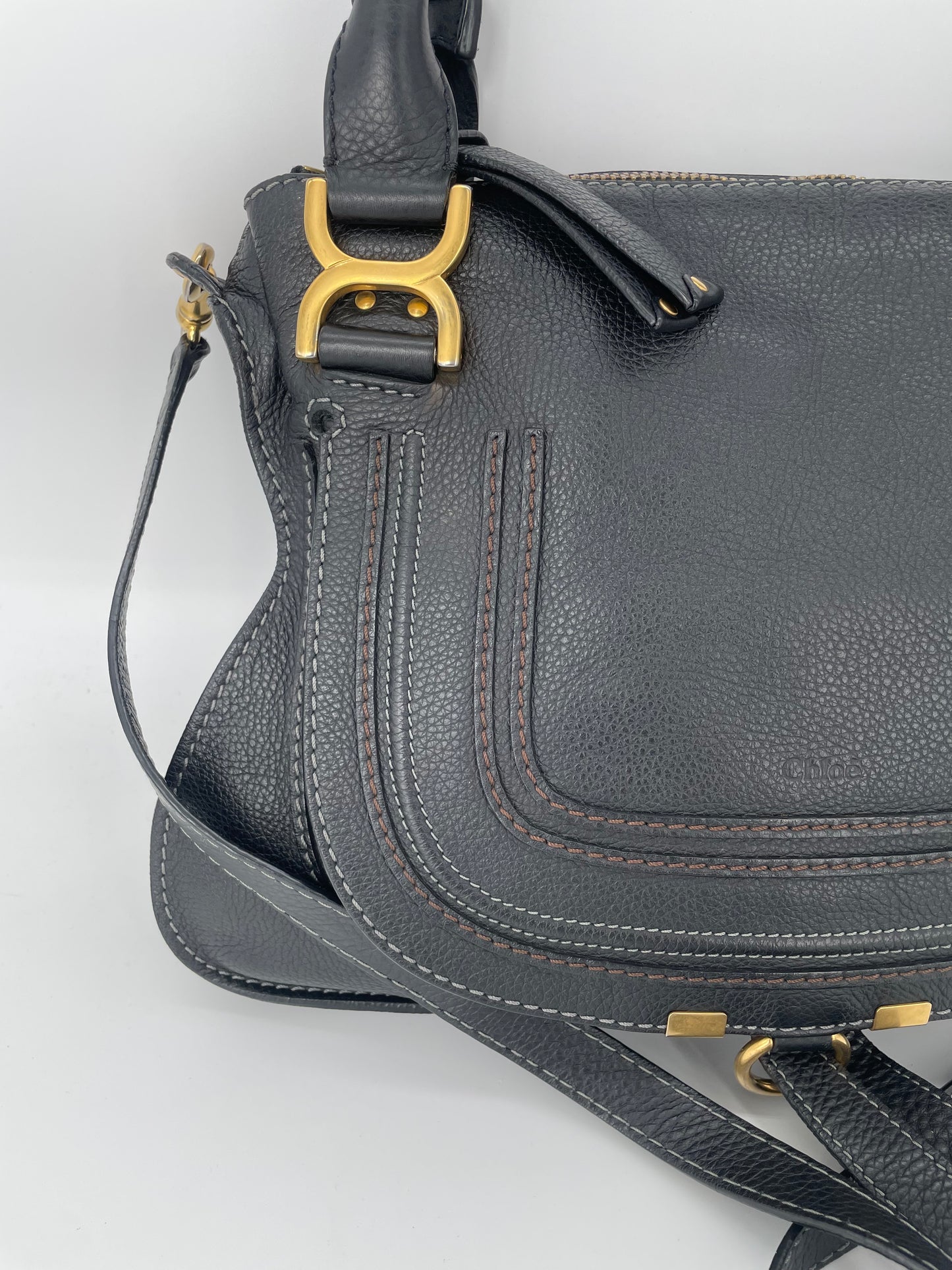 Preloved Chloe Marcie Satchel with long strap, Medium